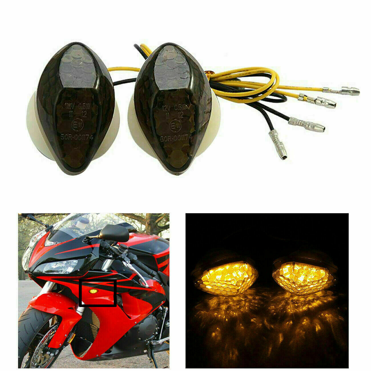LED Flush Mount Front Turn Signals Light For Honda CBR 600RR 1000RR 2004-2013 05
