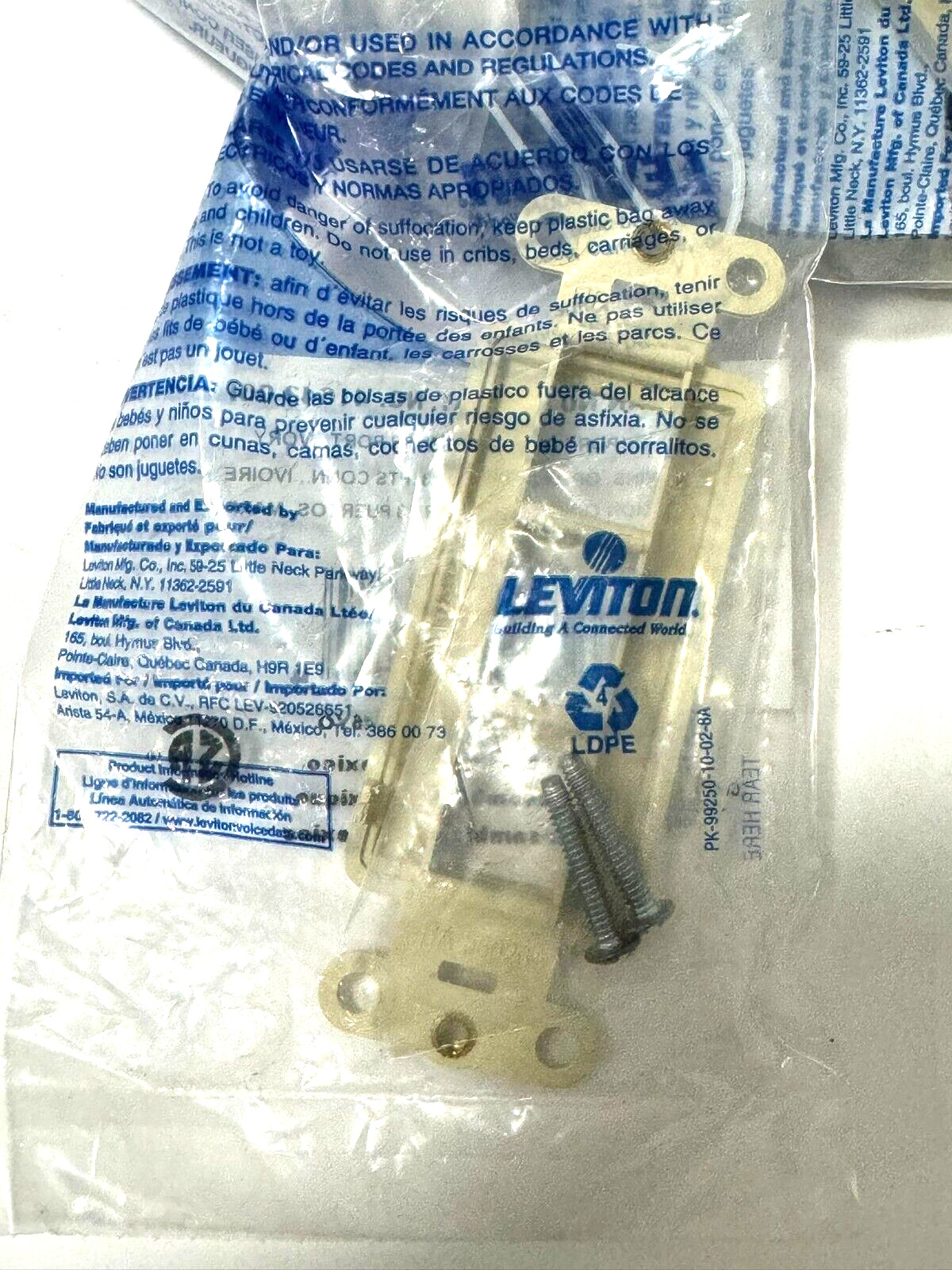8Pcs Leviton QuickPort Decora Insert, 3-Port, Ivory No Wall plate