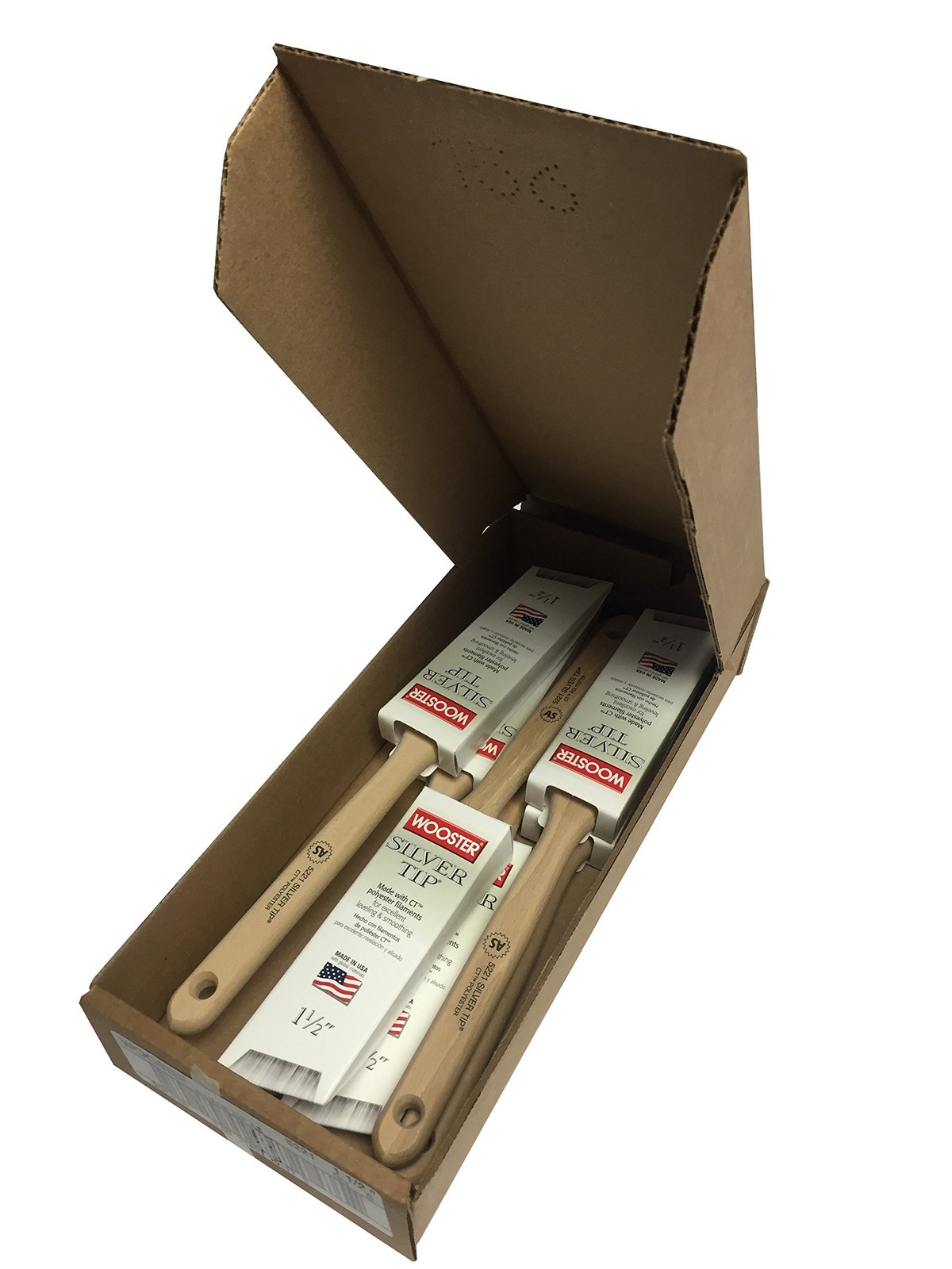 Wooster Brush 5221-1 1/2 Silver Tip 1 1/2 Inch Angle Sash Paintbrush 6 Pack