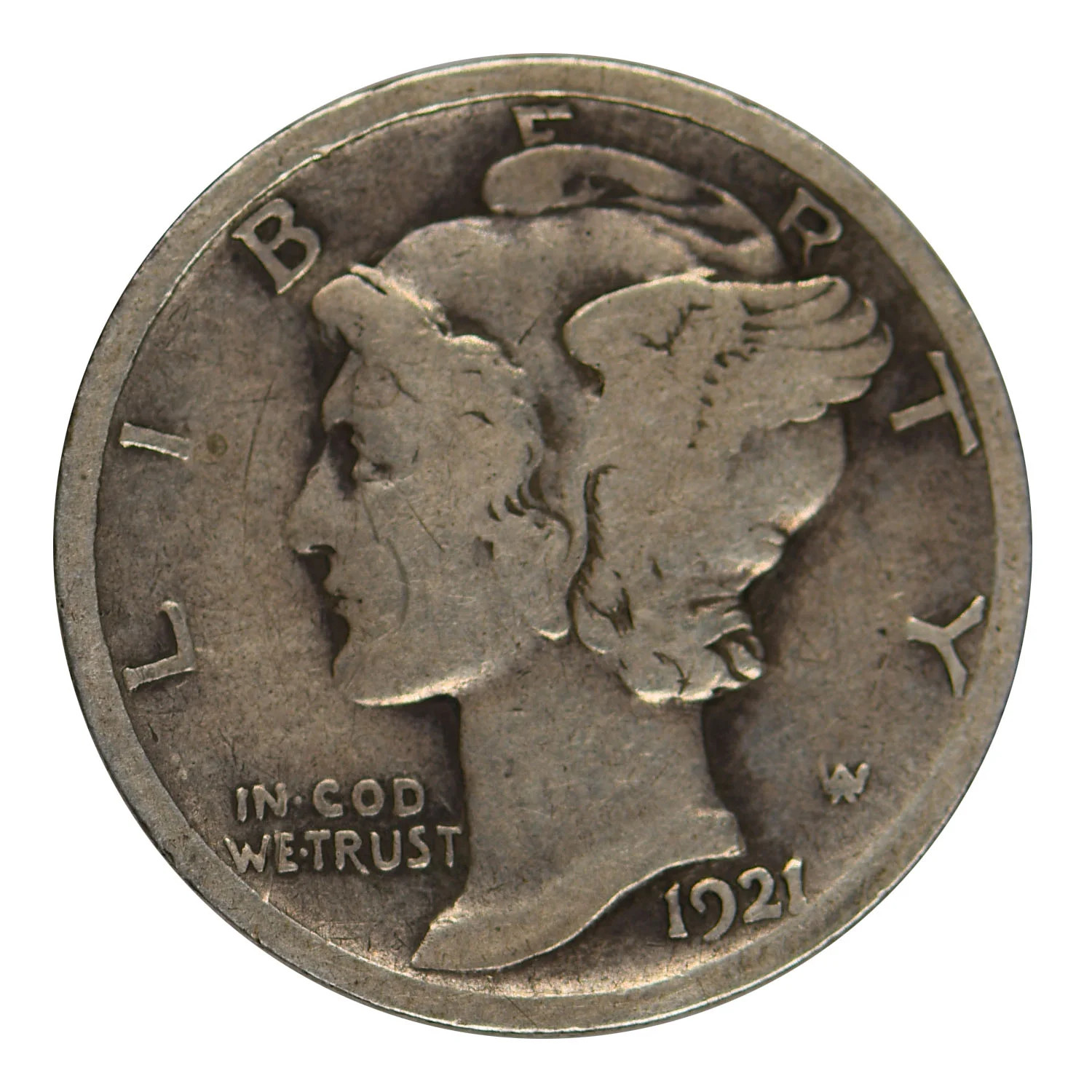 1921 Mercury Dime Fine Condition