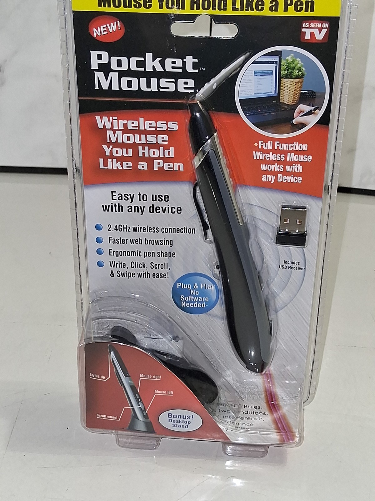 NEW POCKET MOUSE PEN AS SEEN ON TV GENUINE USB WIRELESS OPTICAL 2-IN-1 DIGITAL