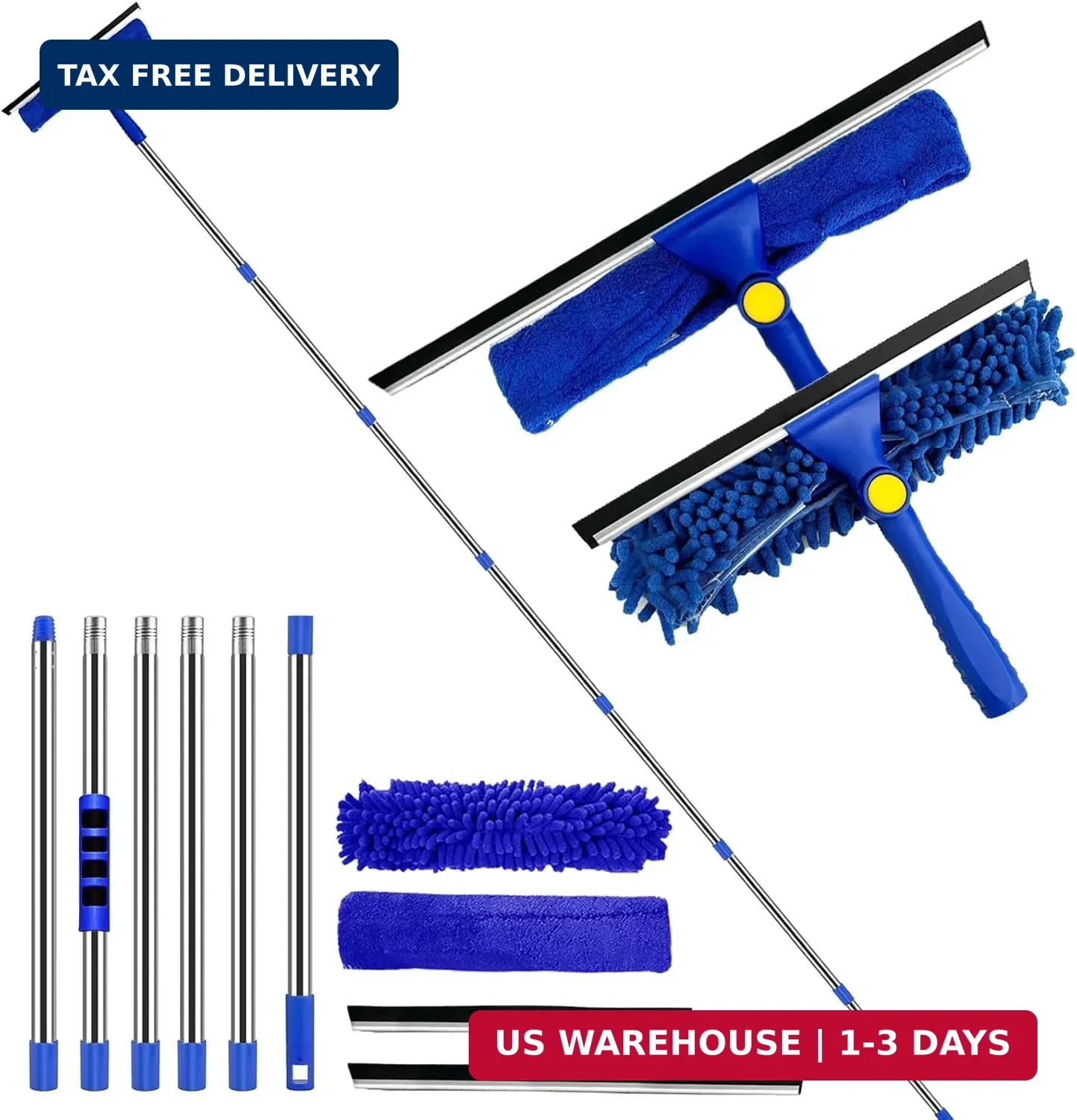 Window Cleaner Squeegee Kit - 2.38M (94inch) Cleaning Equipment with Long Handle