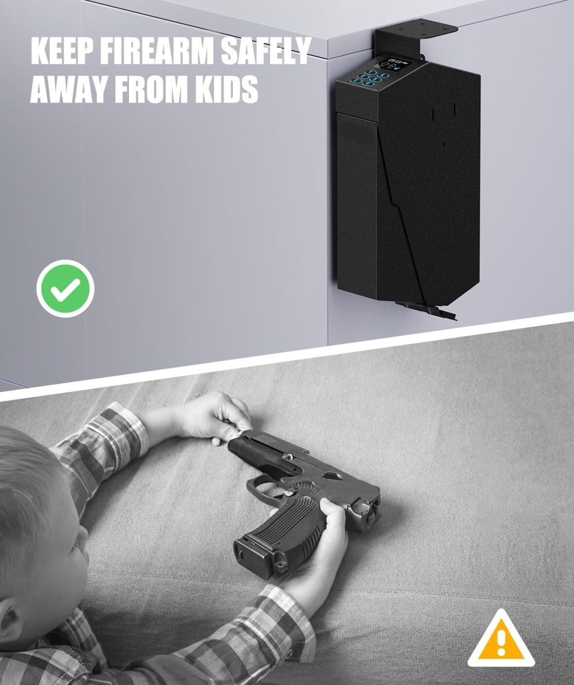 Passcode Drop Down Handgun Safe Mounted Single Gun Safe Mounted w/ Backup Keys