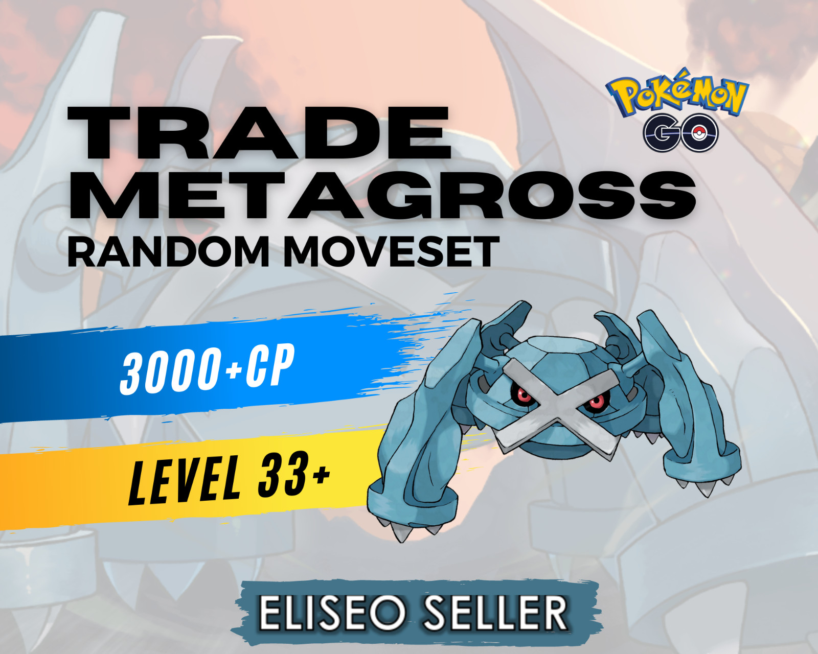 Pokemon Metagross GO -  Metagross 3000CP+ Rare
