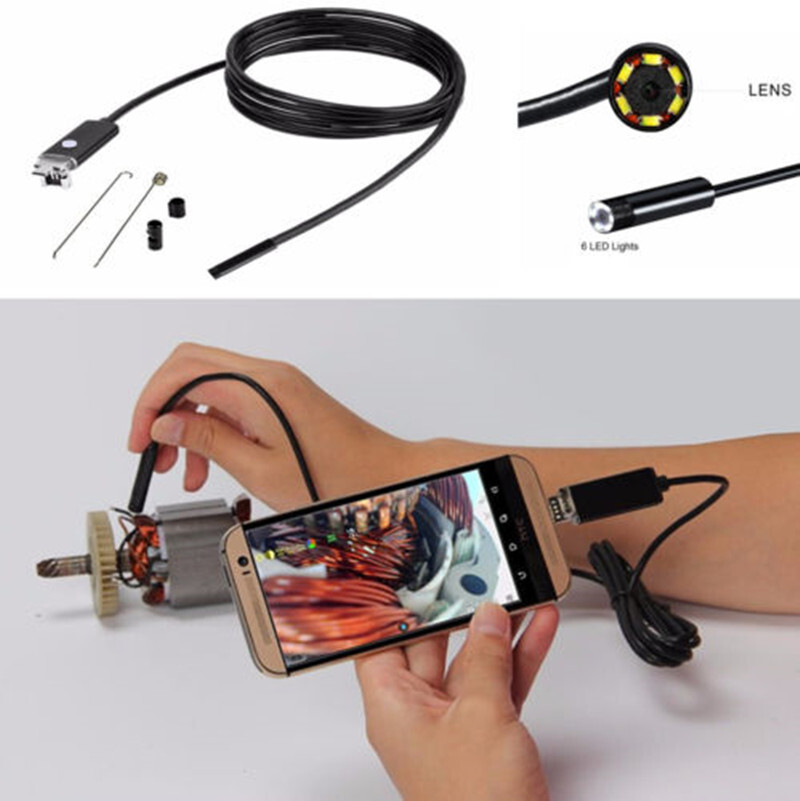 7mm 2in1 Waterproof USB Endoscope Borescope Snake Inspection Camera Android PC