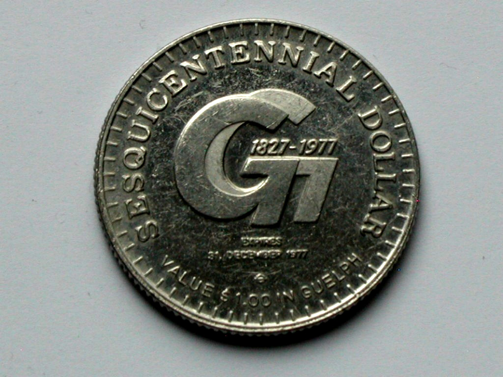 Guelph ON CANADA 1977 Trade DOLLAR Token for 150th Anniversary (1827-)