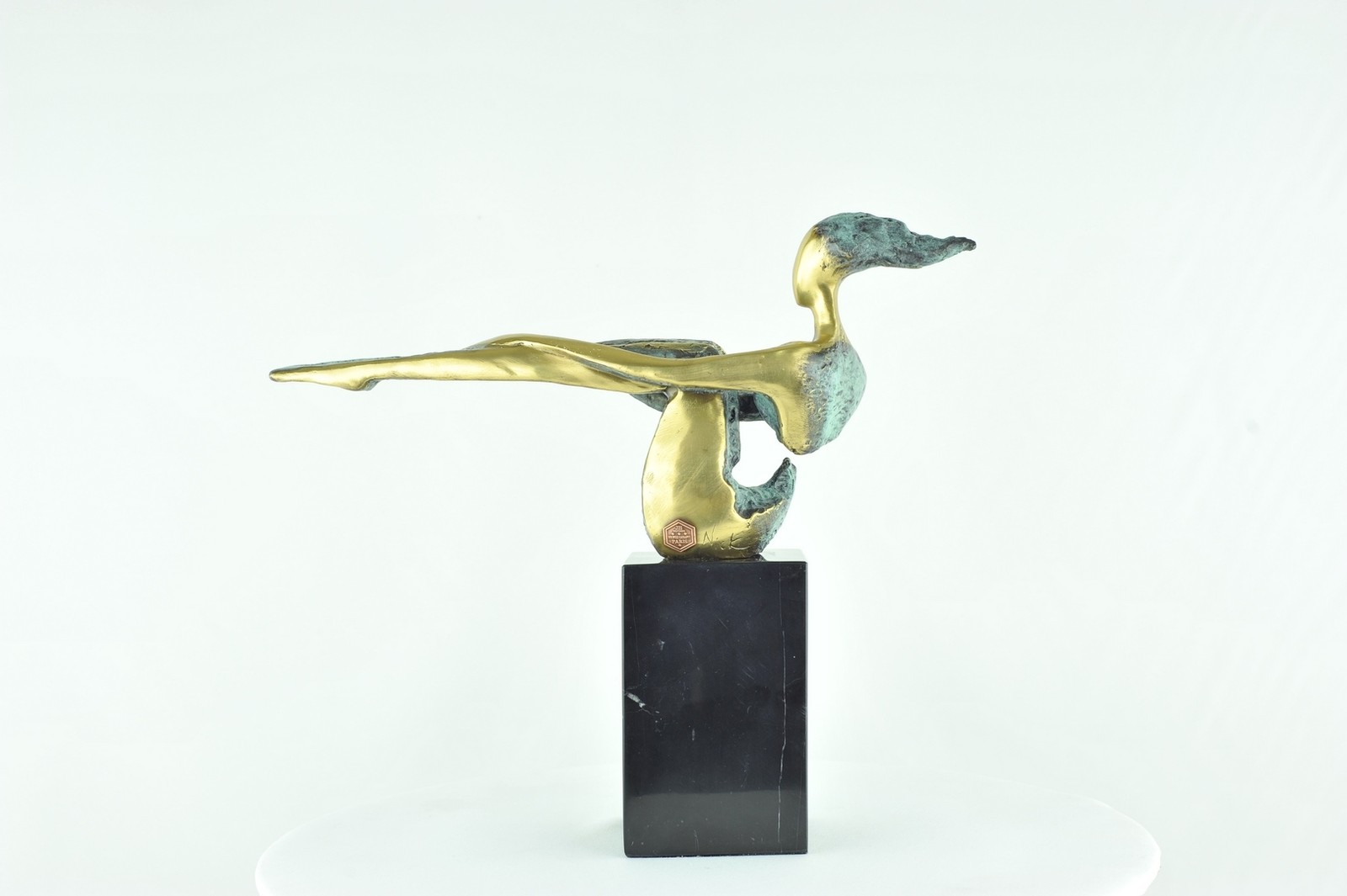 Modern Style Statue Sculpture Dancer Acrobat Art Deco Style Bronze Signed