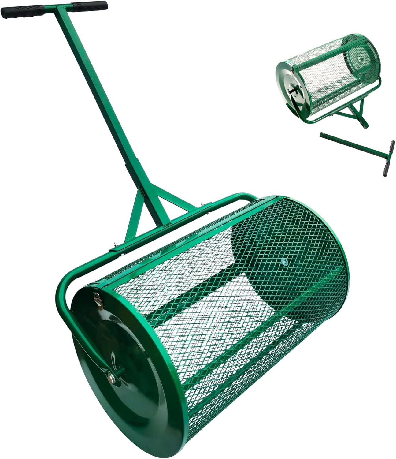 24 Inch Compost and Peat Moss Spreader Roller Dressing Lawn and Garden Spreader