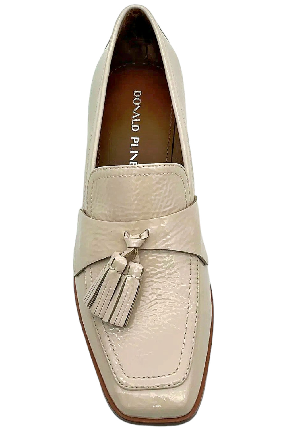 Donald Pliner Women's Avi Crinkle Patent Tassel Loafers Putty