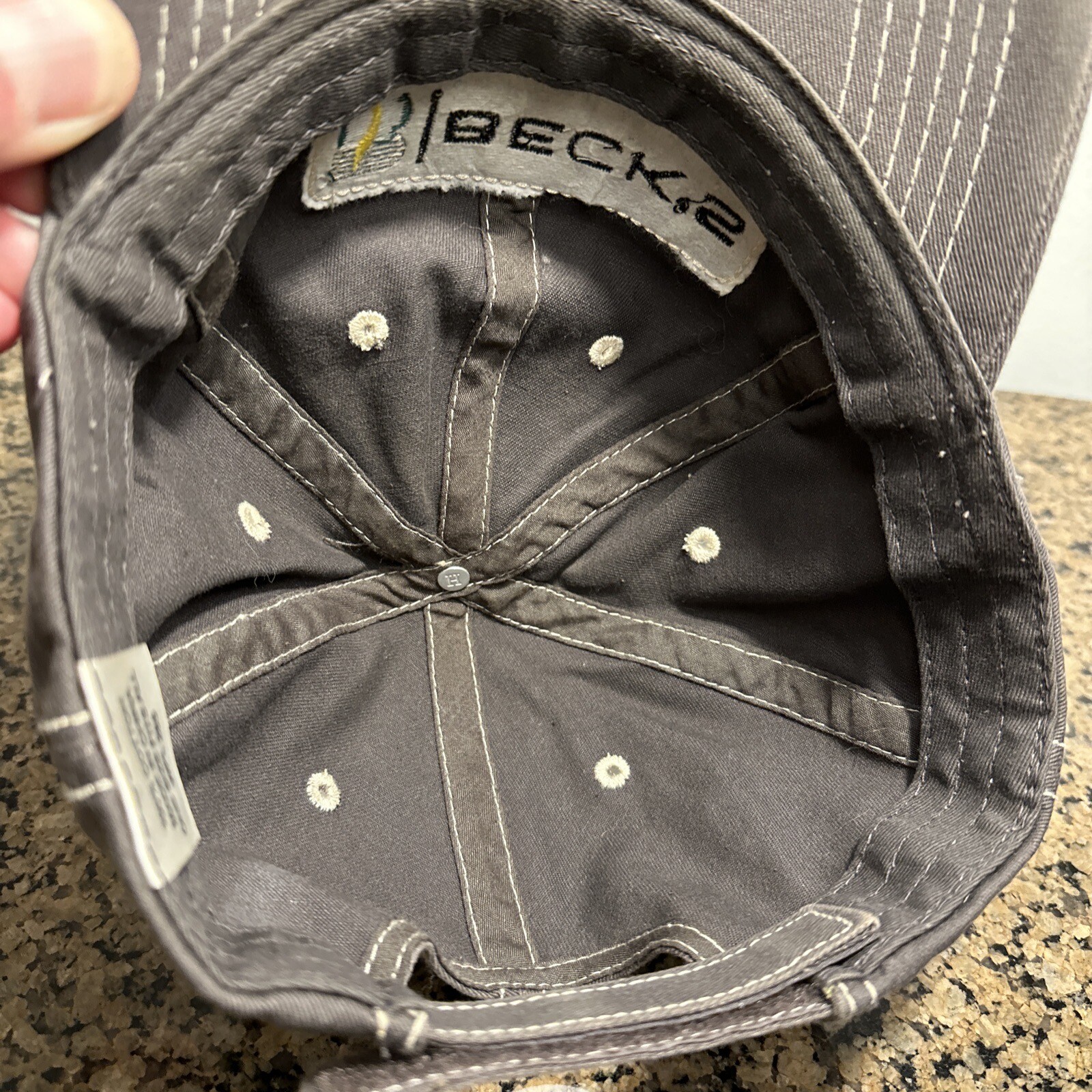 Beck’s One Size Fits All Gray with White Stitching Hook and Loop Hat