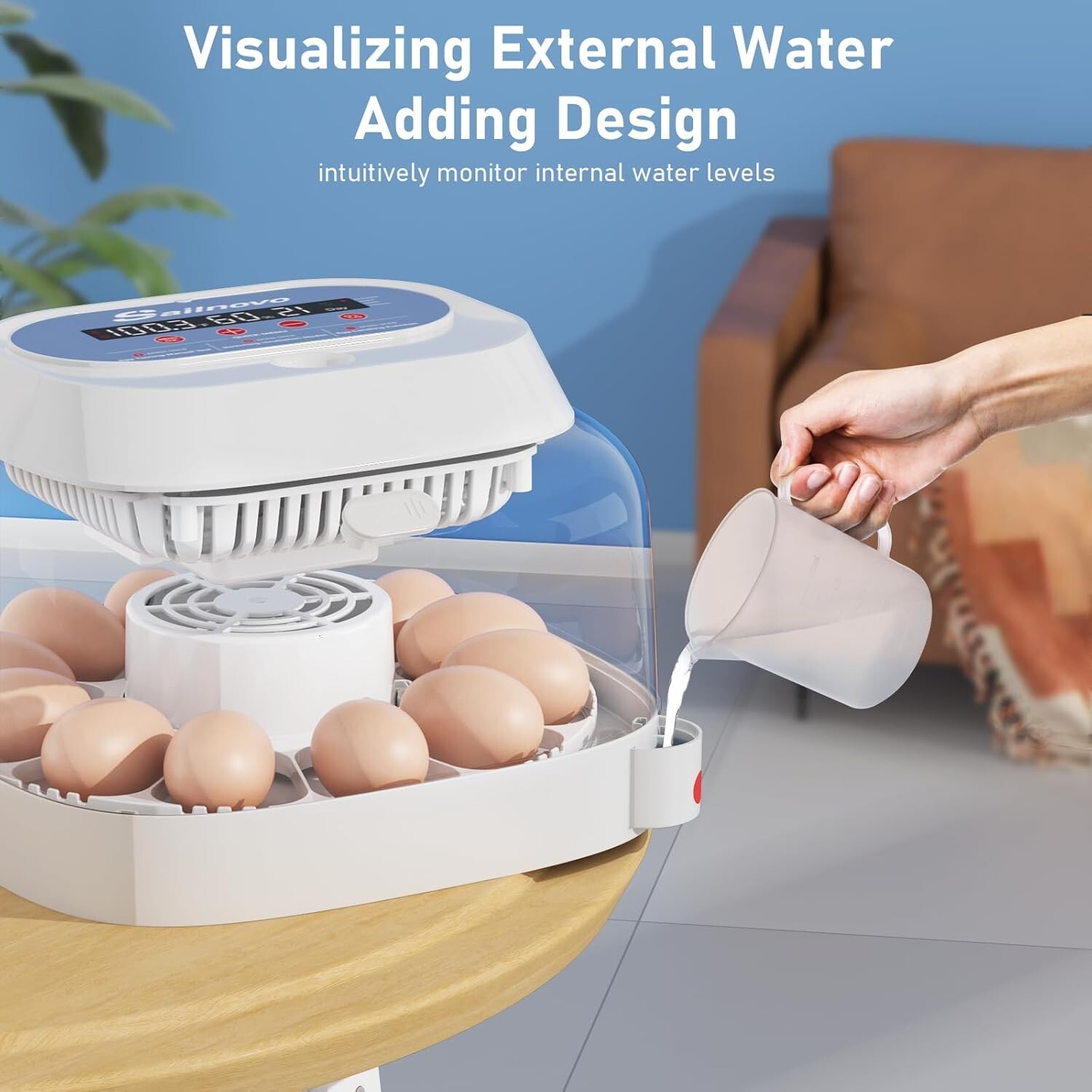 12 Egg Incubator for Hatching Chick with Automatic Turning &Stop Egg Candler
