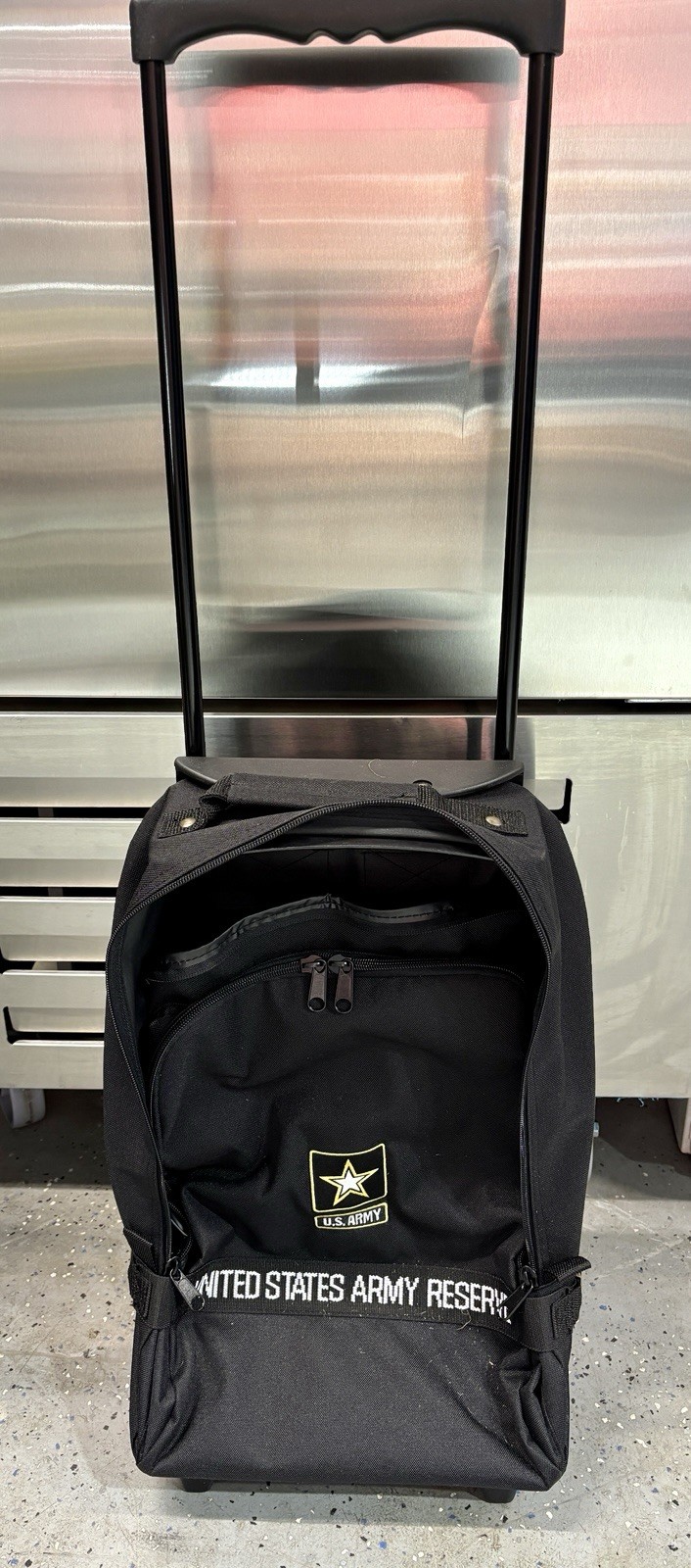 US Army Reserves Black Backpack Upright Luggage Wheeled Rolling Bag Backpack