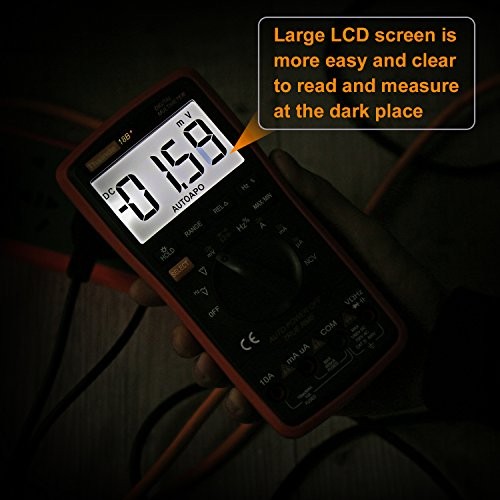 Auto Ranging Digital Multimeter TRMS 6000 with Battery Alligator Clips Orange