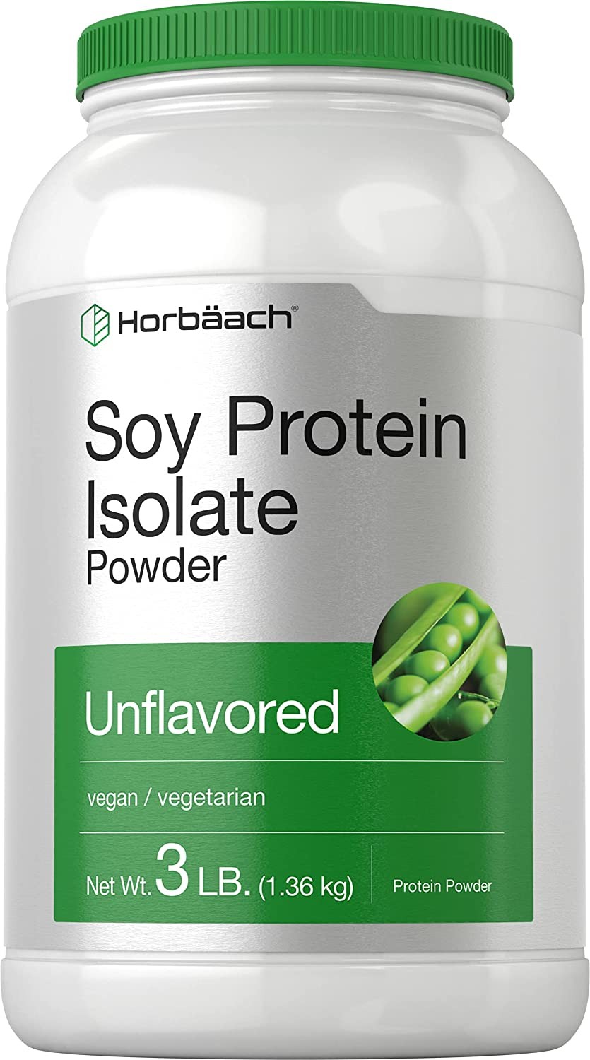 Soy Protein Isolate Powder | 3lb | Unflavored 48 oz | Vegan | by Horbaach