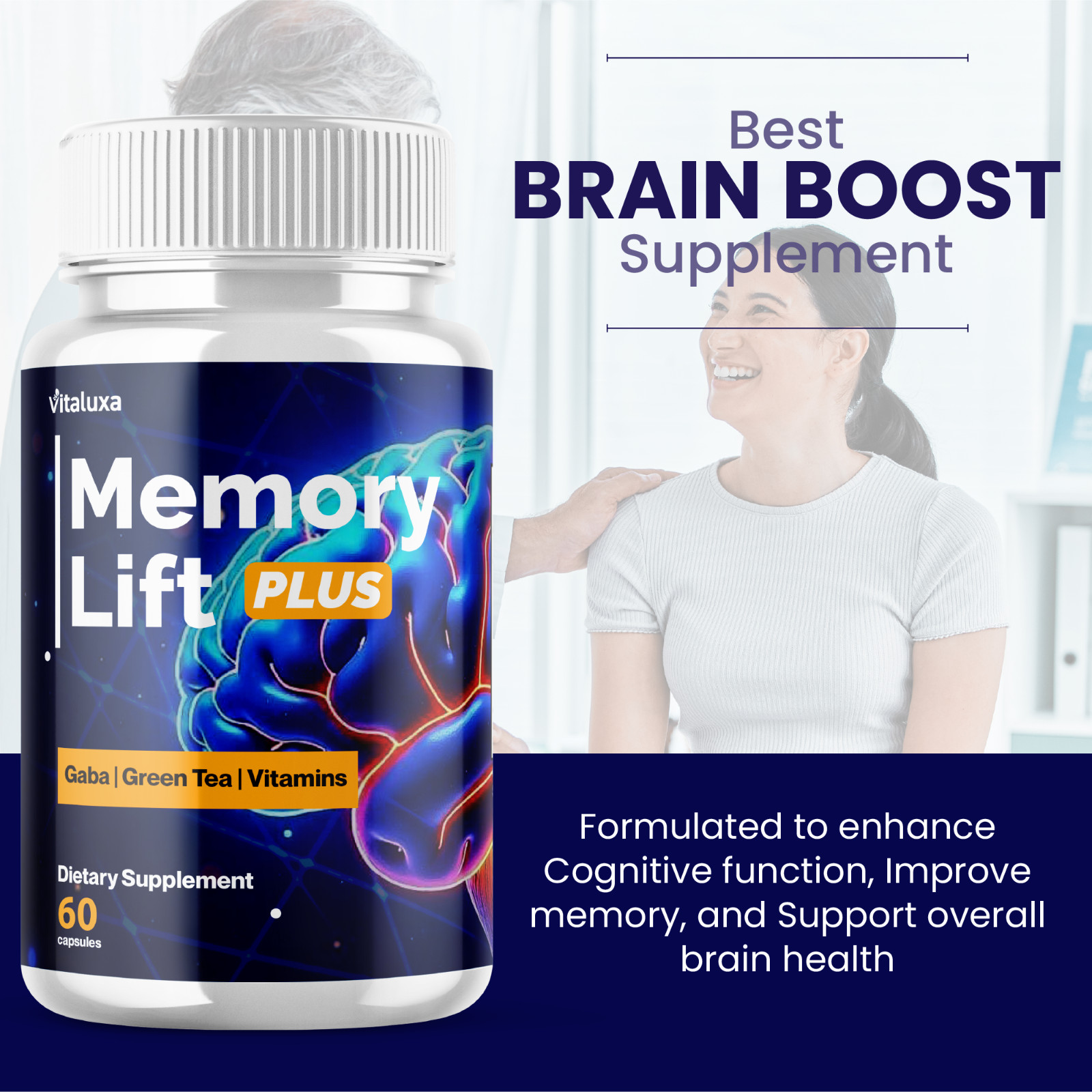(5 Pack) Memory Lift Brain Maximum Support Supplement Formula (300 Capsules)