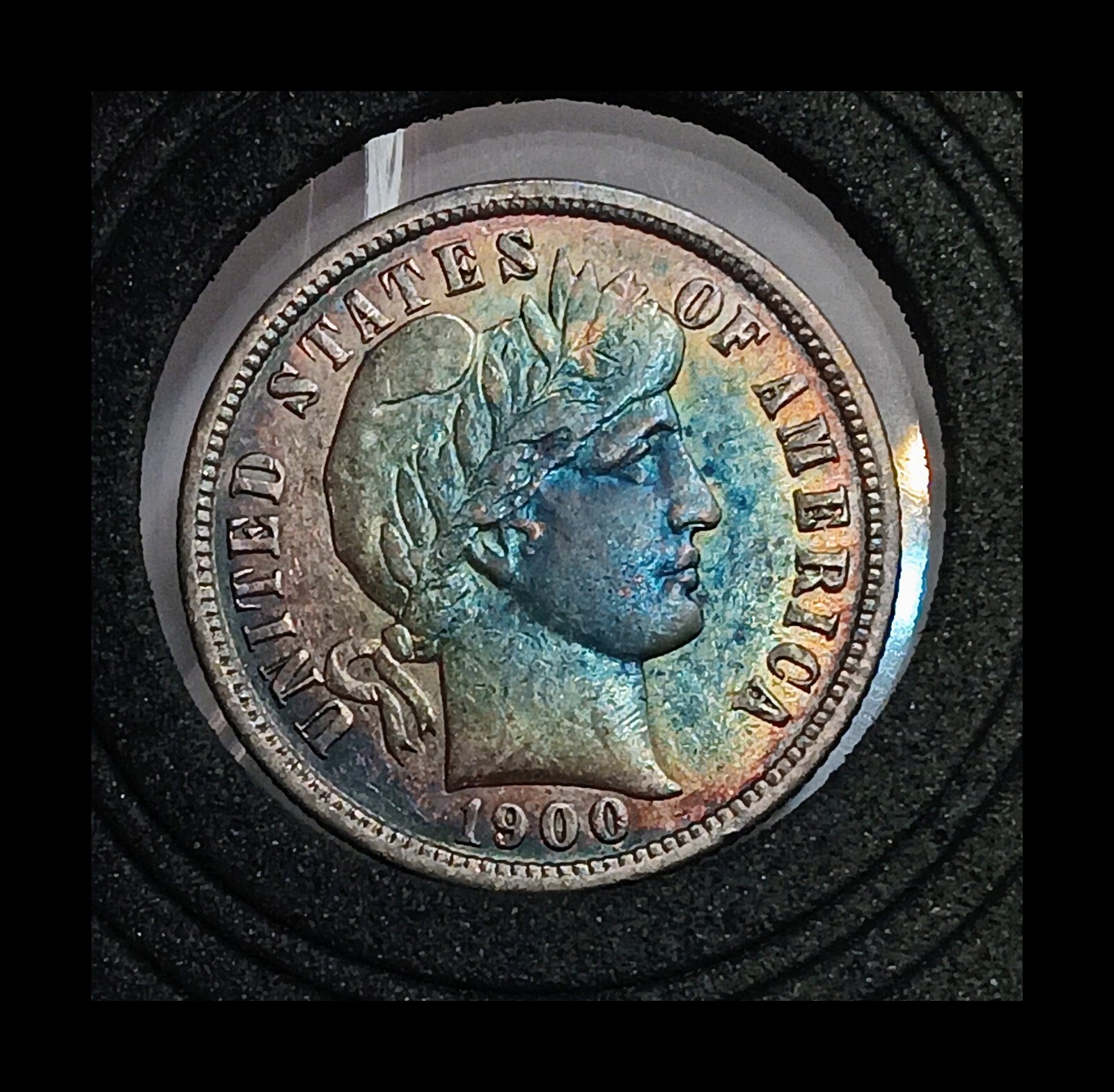 1900-P Barber Dime 90% Silver AU-BU 🌈 Monster Toned 🌈