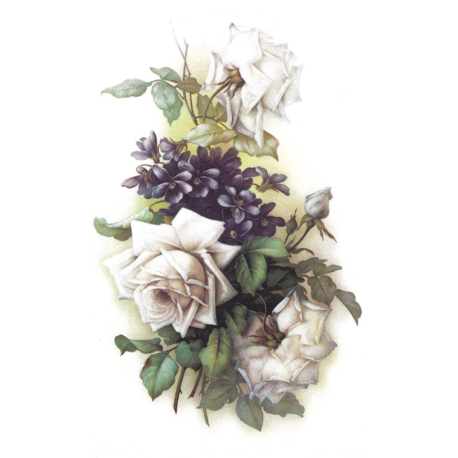 San Do White Rose Flower Waterslide Ceramic Decals