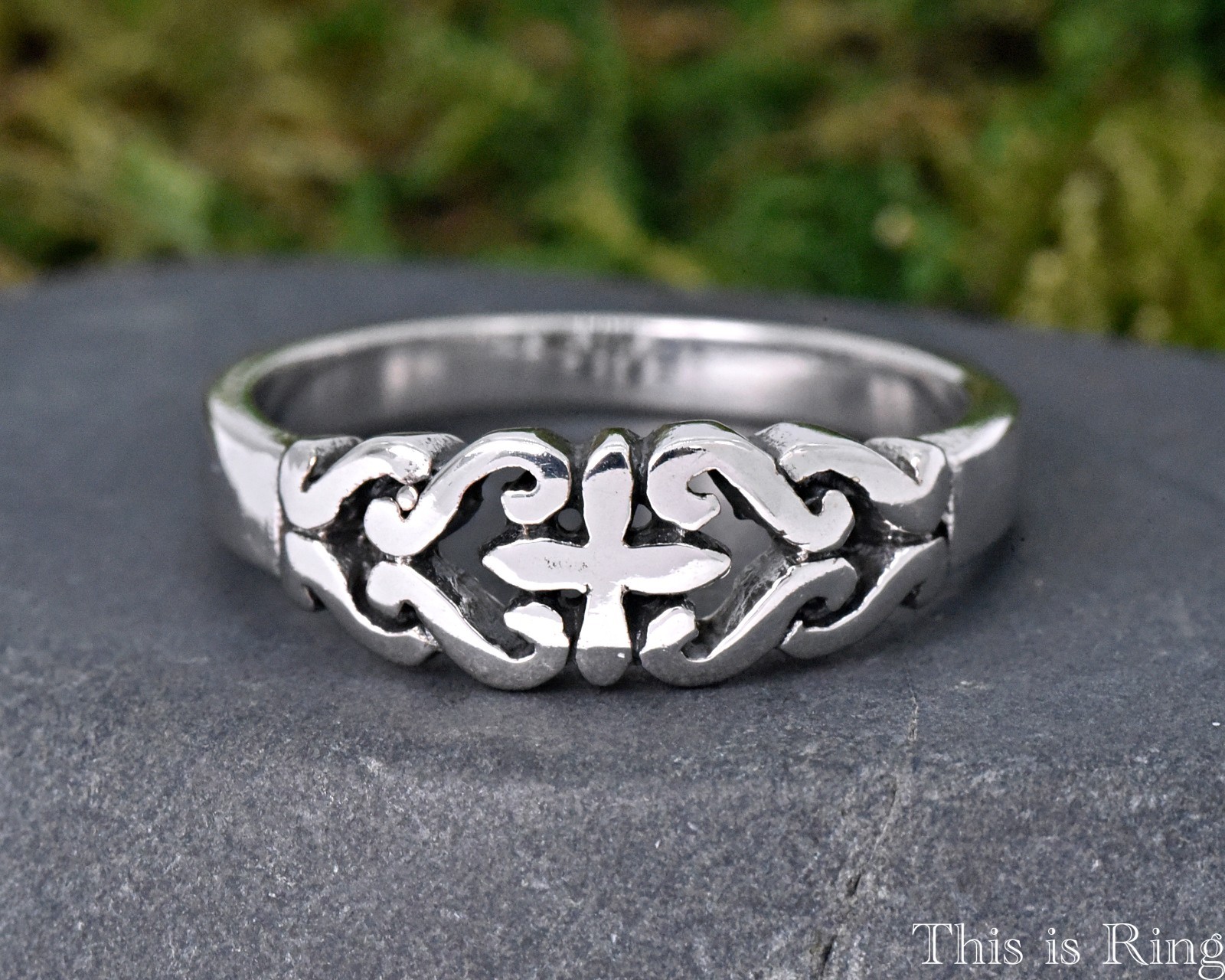 Elegant Cross with Swirls Ring Solid 925 Sterling Silver Religious Band Sizes 4-