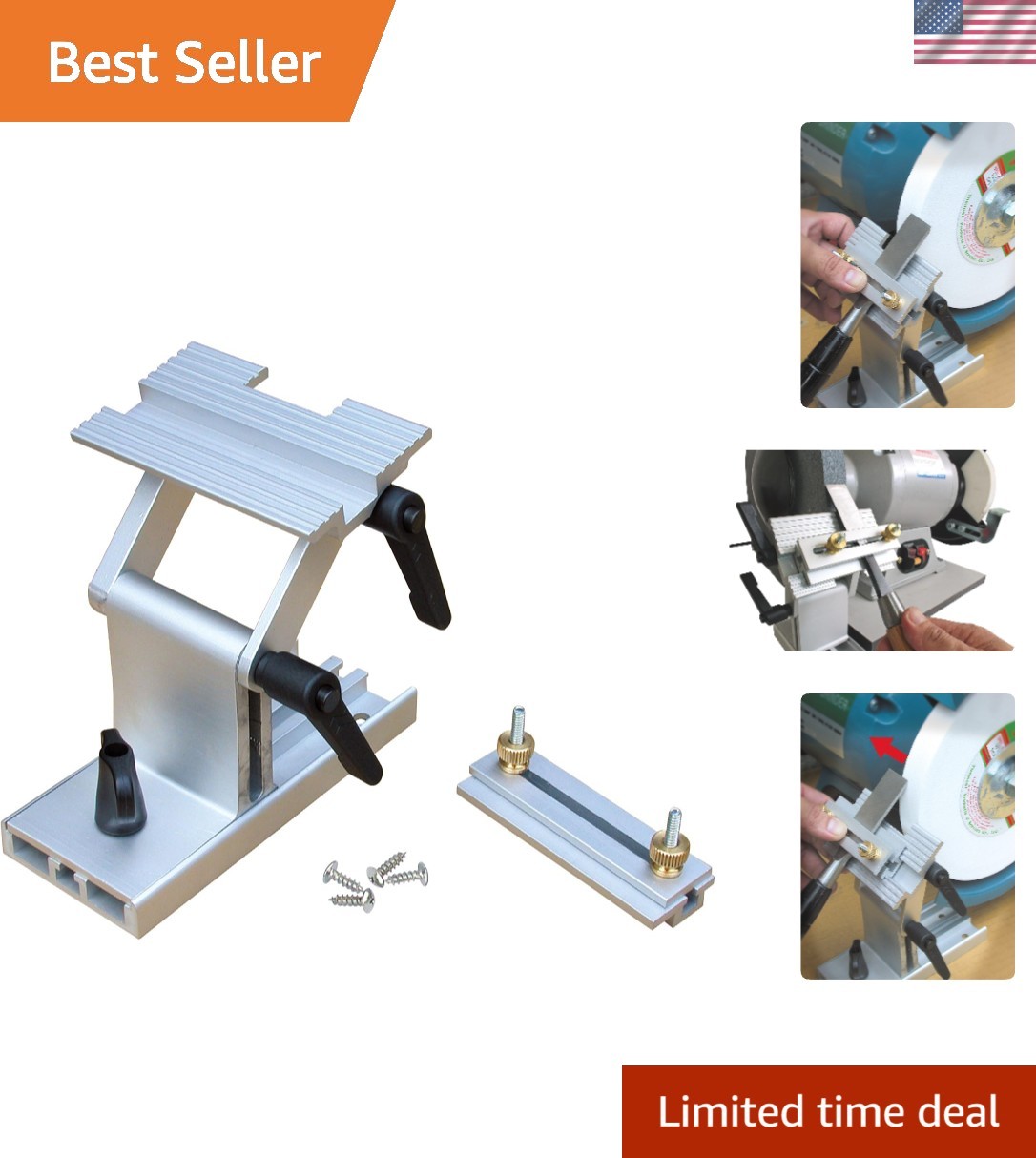 Adjustable Sharpening Tool Rest for 6” & 8” Grinders - Quick Release Design