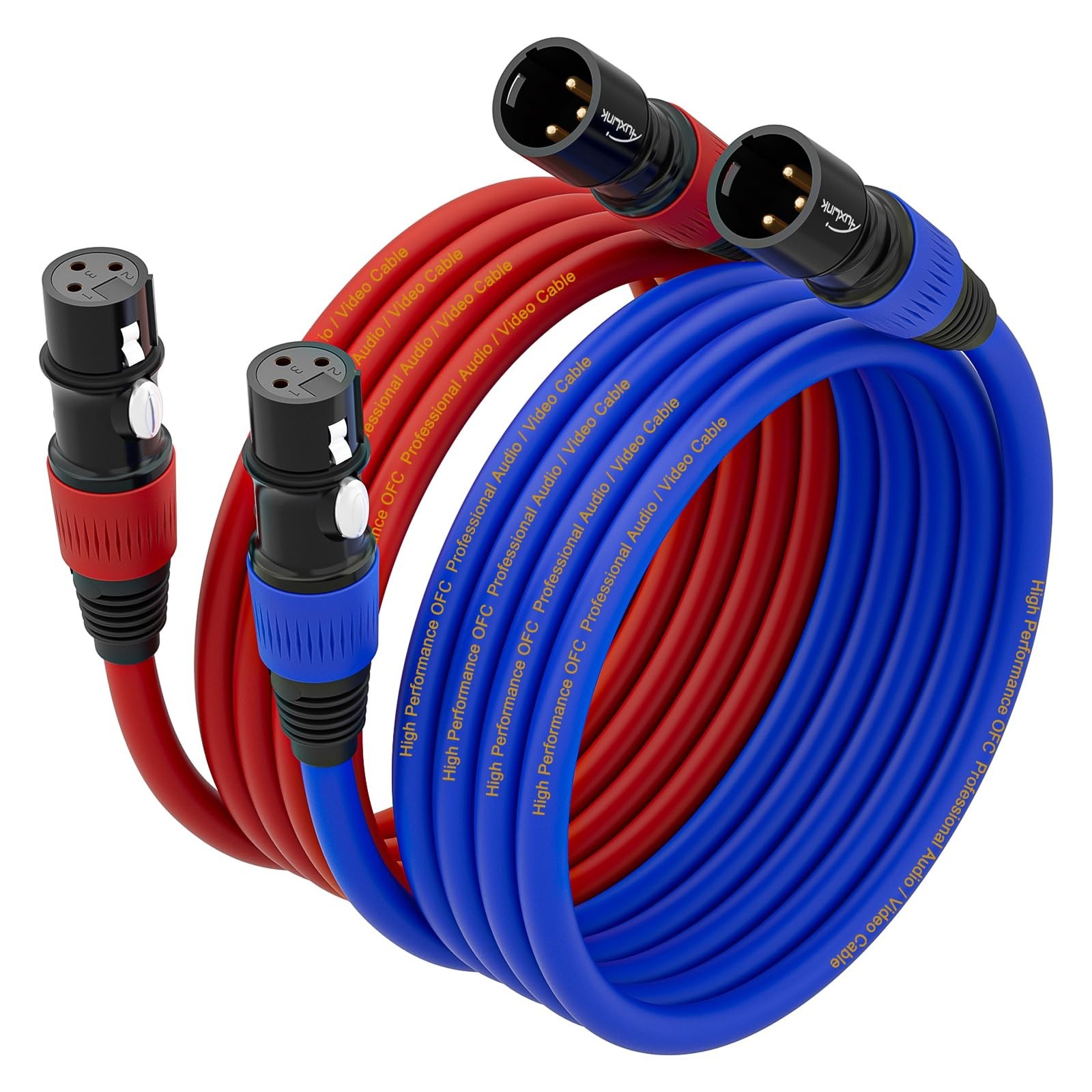 XLR Cables 3ft, XLR Male to Female Gold-Plated 3 Pins Microphone Cable - 2Pack