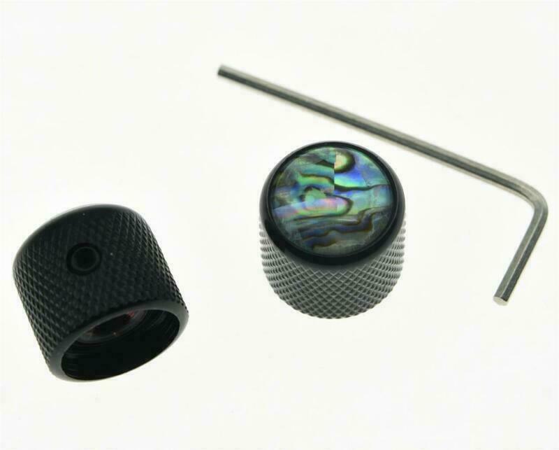 Set of 2 Set Screw Abalone Top Black Guitar Dome Knobs fit Telecaster Bass Knobs