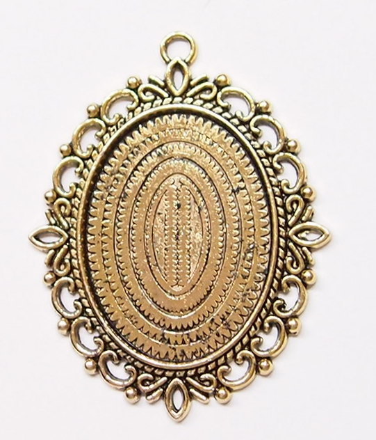 4 of 40x30mm Antique Gold Victorian 4 Loops Scallop Pendant Settings 62x48mm