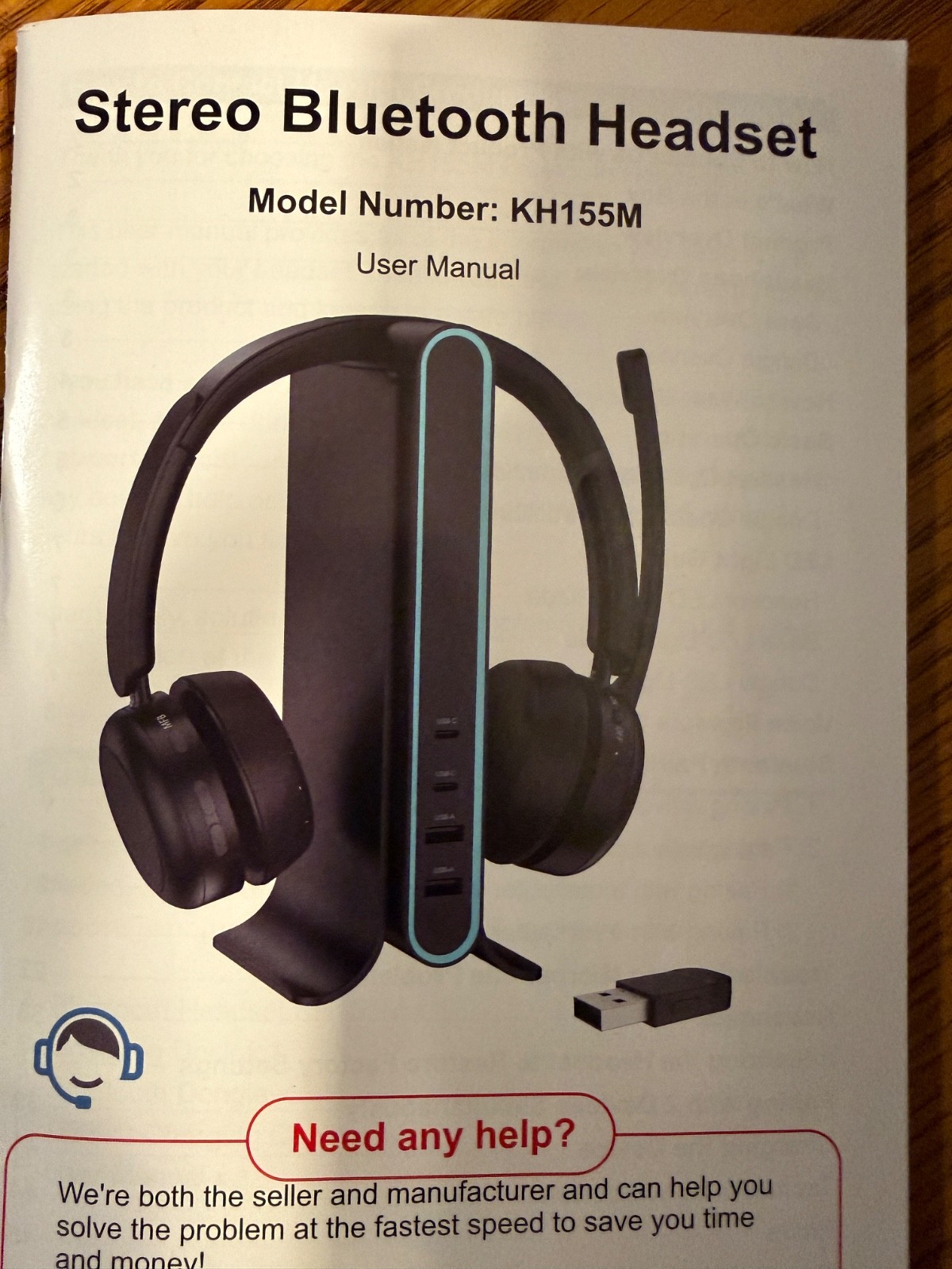Yukigefe KH155M Bluetooth 5.4 Wireless Headset Dual Device w USB Hub Dock Mic