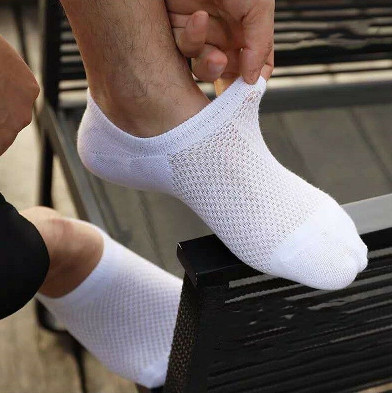 5/10 Pairs Bamboo No Show Nonslip Ankle Work Sport Breathe Mesh Solid Men Socks