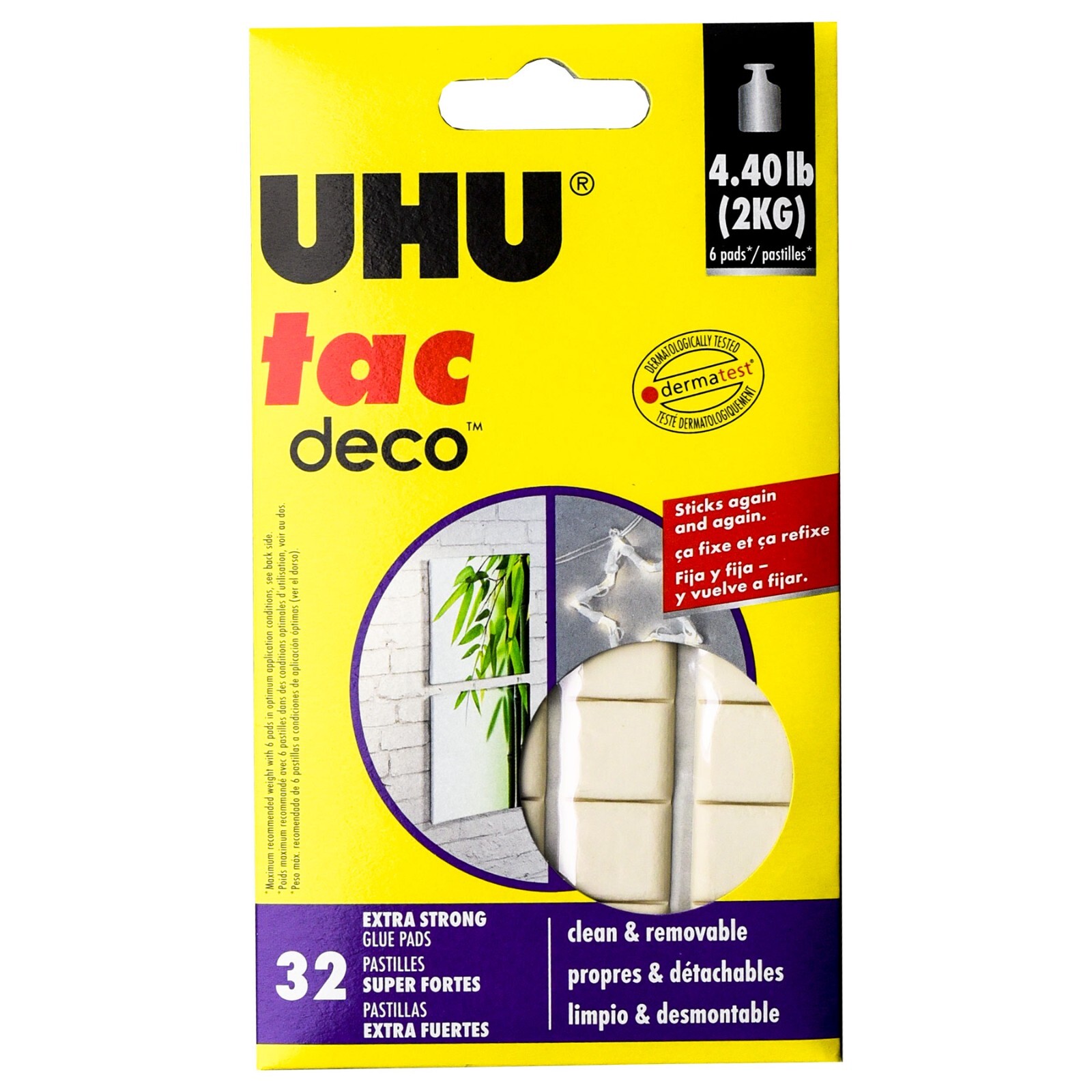 UHU 48710 Tac Deco Extra Strong Glue Pads, Pack of 32 Pads