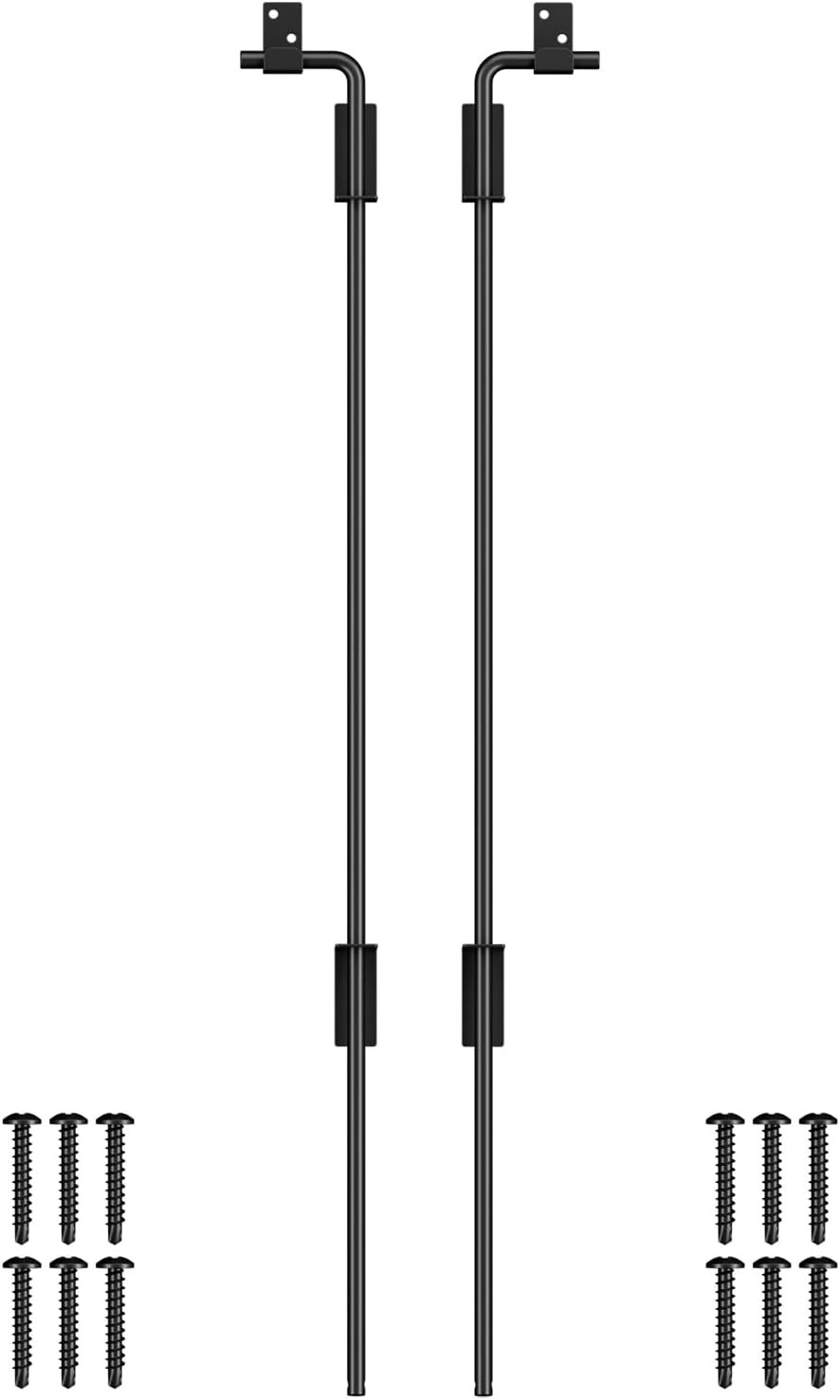 Heavy Duty 36" Cane Bolt Gate Drop Rod - 2 Pack Black Finish Latch