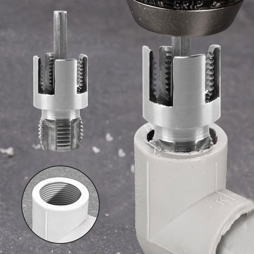 Integrated Internal & External Pipe Threading Tool Steel PVC Pipe Threader Kit~