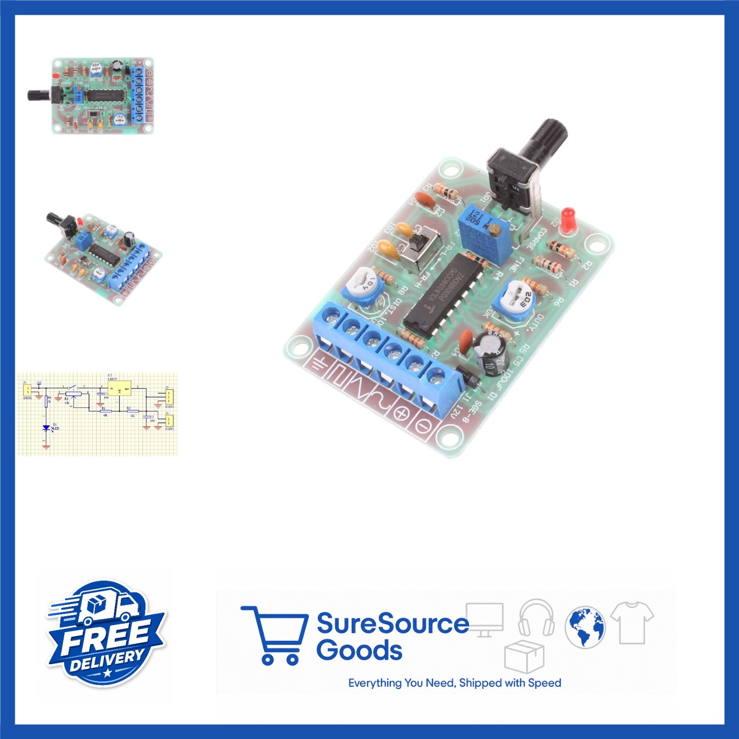 Signal Generator DC12V 50-5KHz Adjustable Frequency Sine Triangle Square
