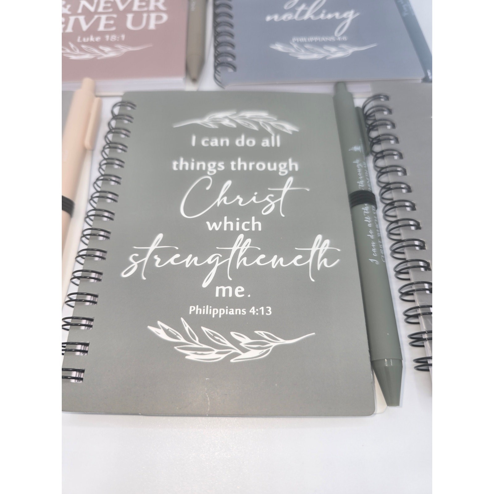 5-Pack of Inspirational Religious Notebooks & Matching Pen w/Scriptures