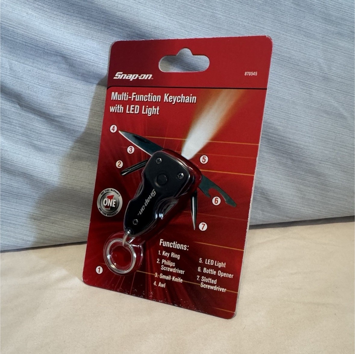Snap-on Multi-Function Keychain LED Light Multi-Tool Key Ring 870545