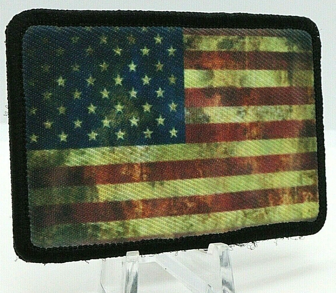 Distressed United States Flag 2"x3" hook and loop tactical morale patch