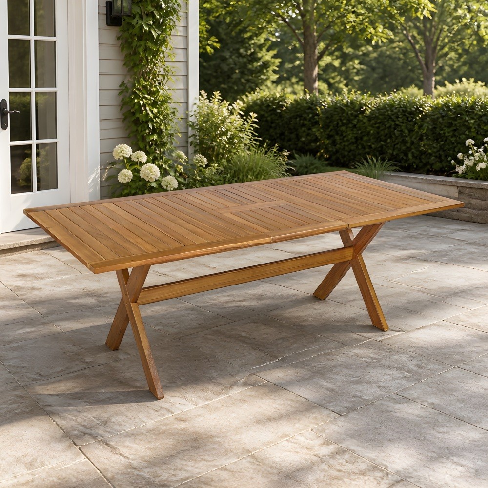 Acacia Wood Outdoor Dining Table 60-76" Telescopic Patio Garden Teak