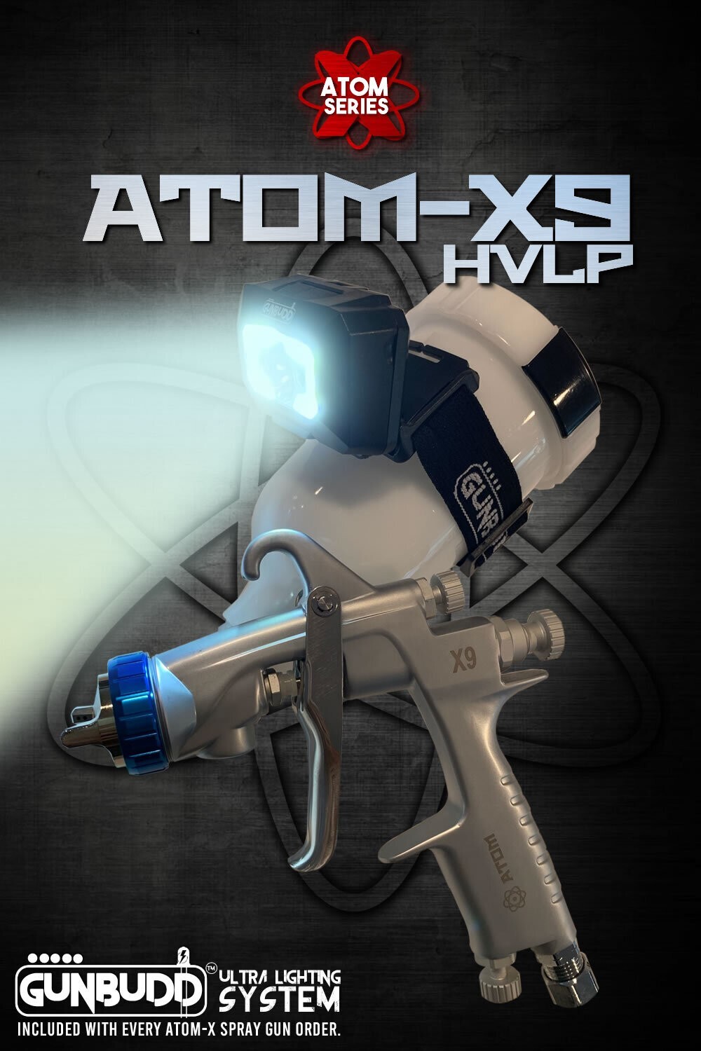 ATOM Mini X9 HVLP Auto Paint Spray Gun – Gravity Feed Paint Tool + Free GunBudd