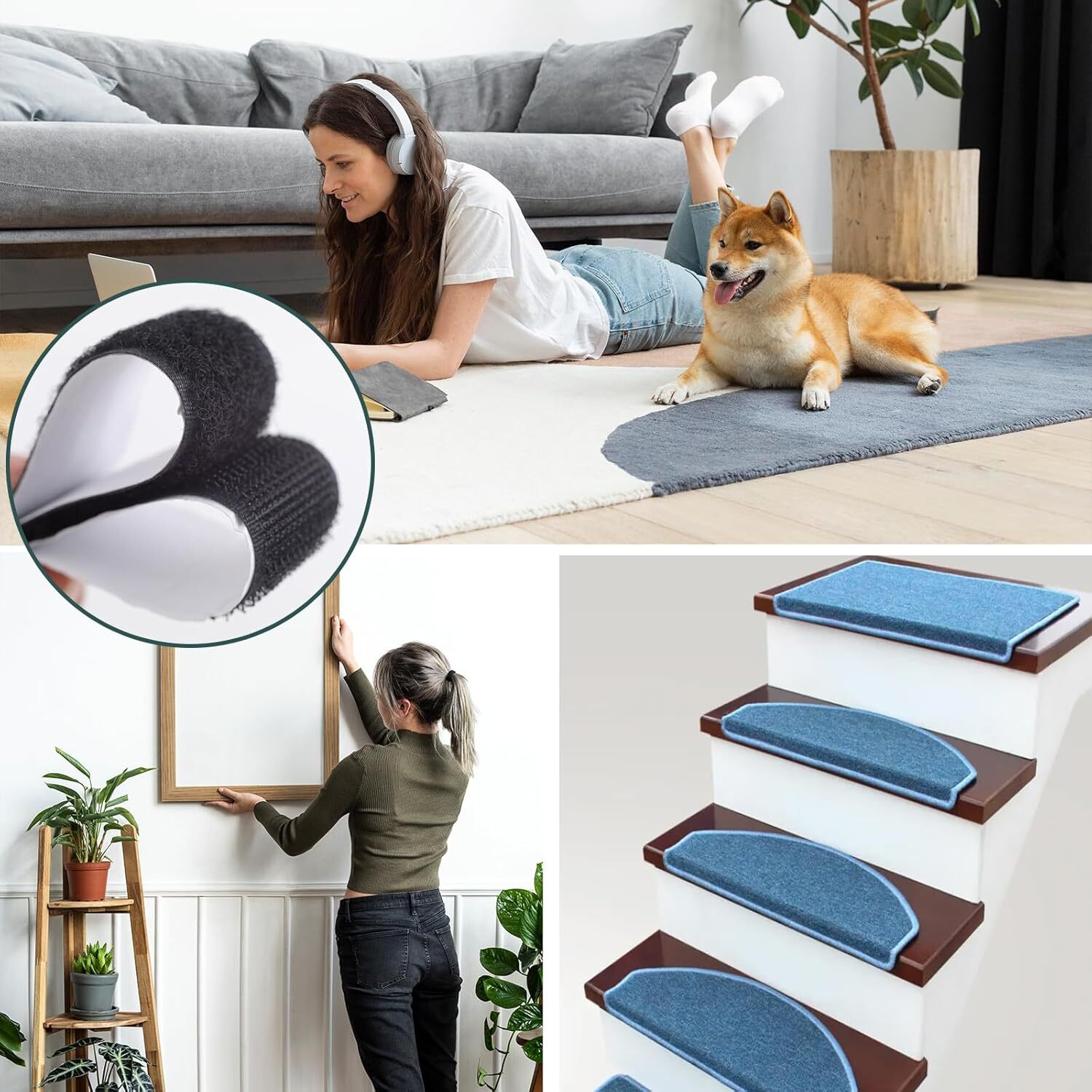 30Ft x 1 Inch Hook and Loop Strips with Adhesive - Heavy Duty Double Rolls