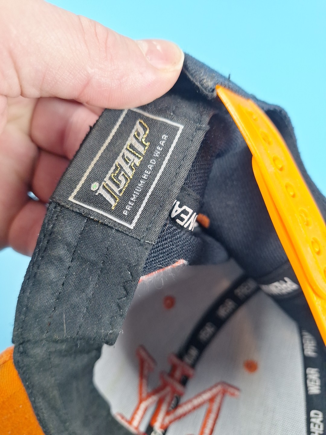 NY Baseball Cap Hat Black Orange Adjustable Snapback