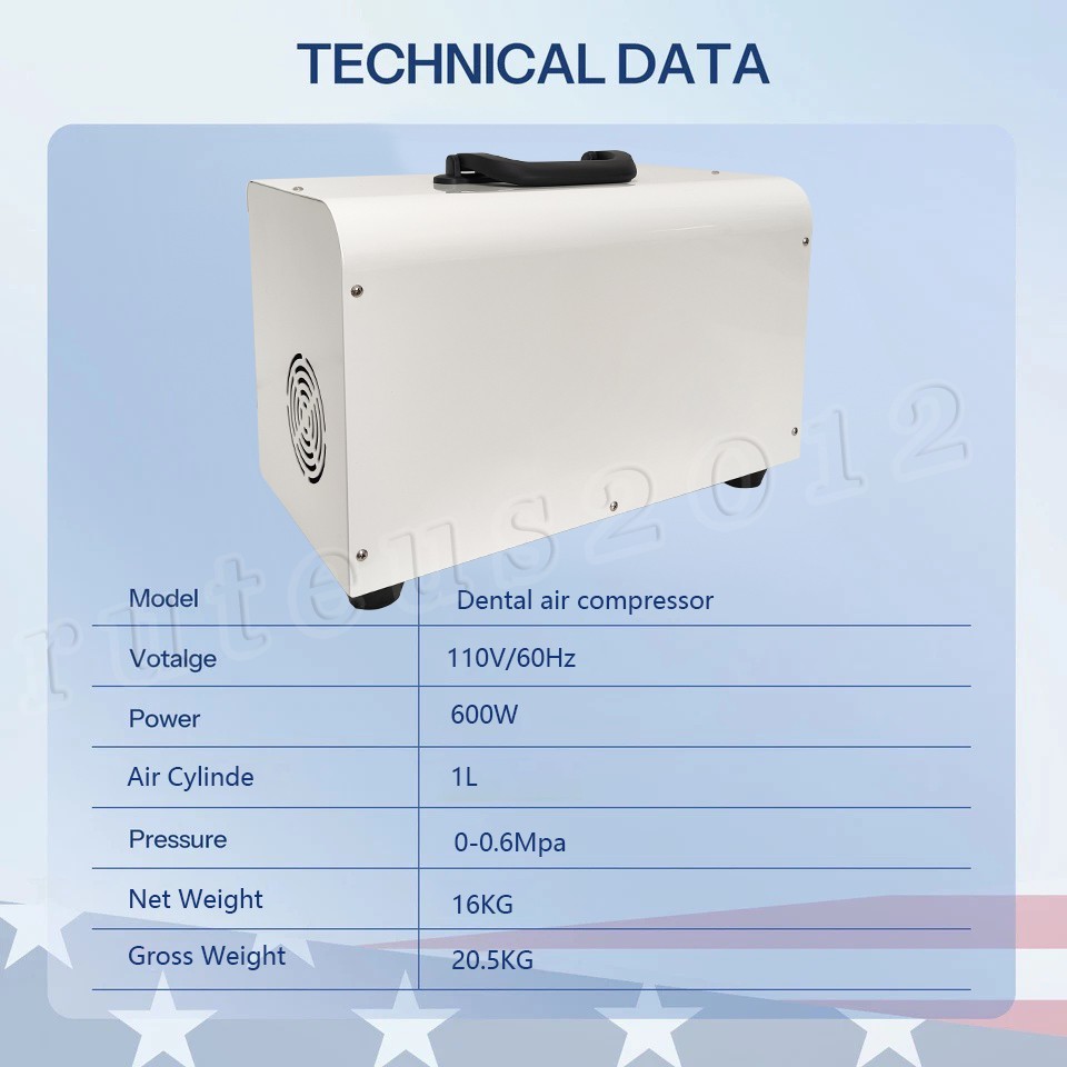 600W Portable Dental Silence Oilless Air Compressor Unit with Handle