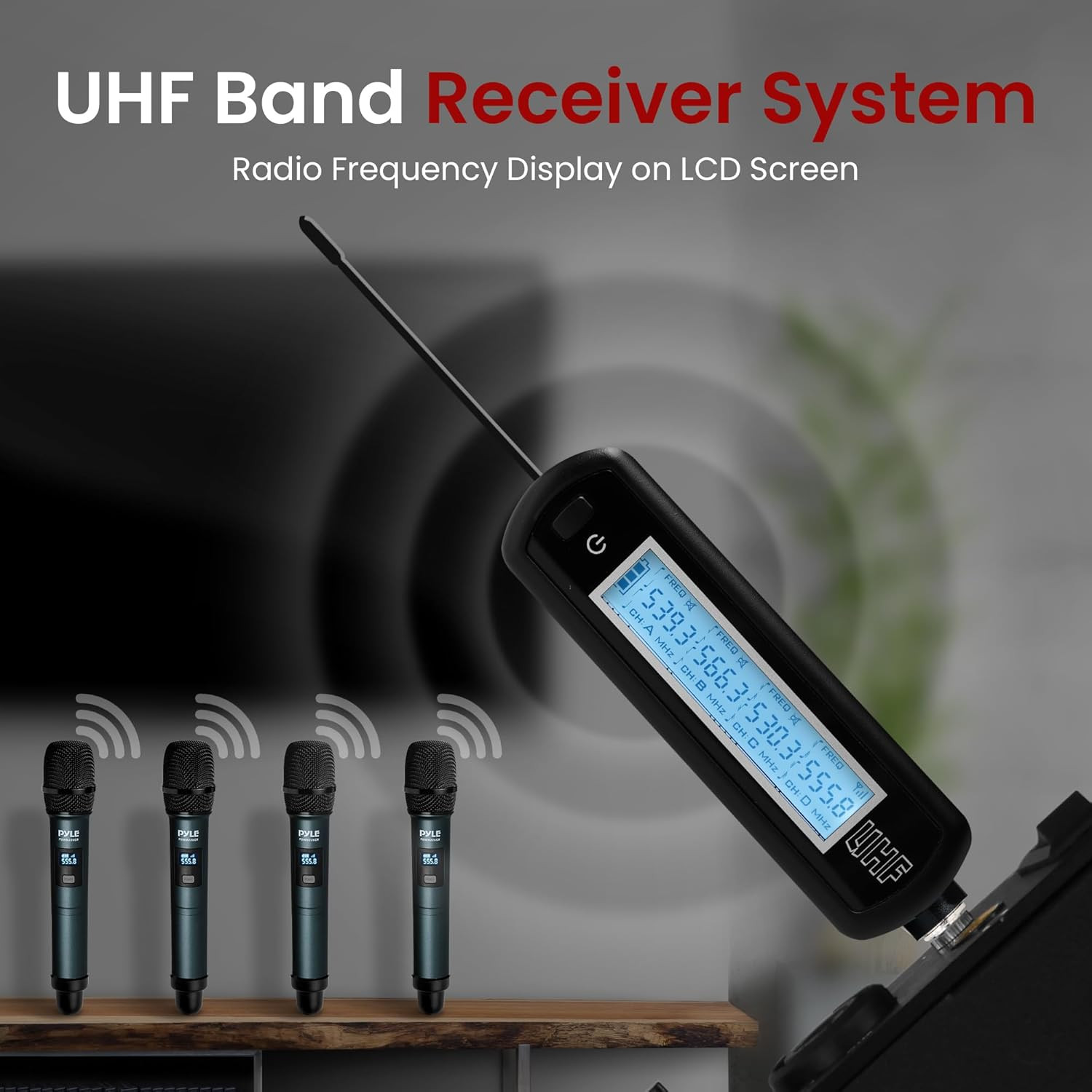 4-Channel Portable UHF Wireless Microphone System with Handheld Mics