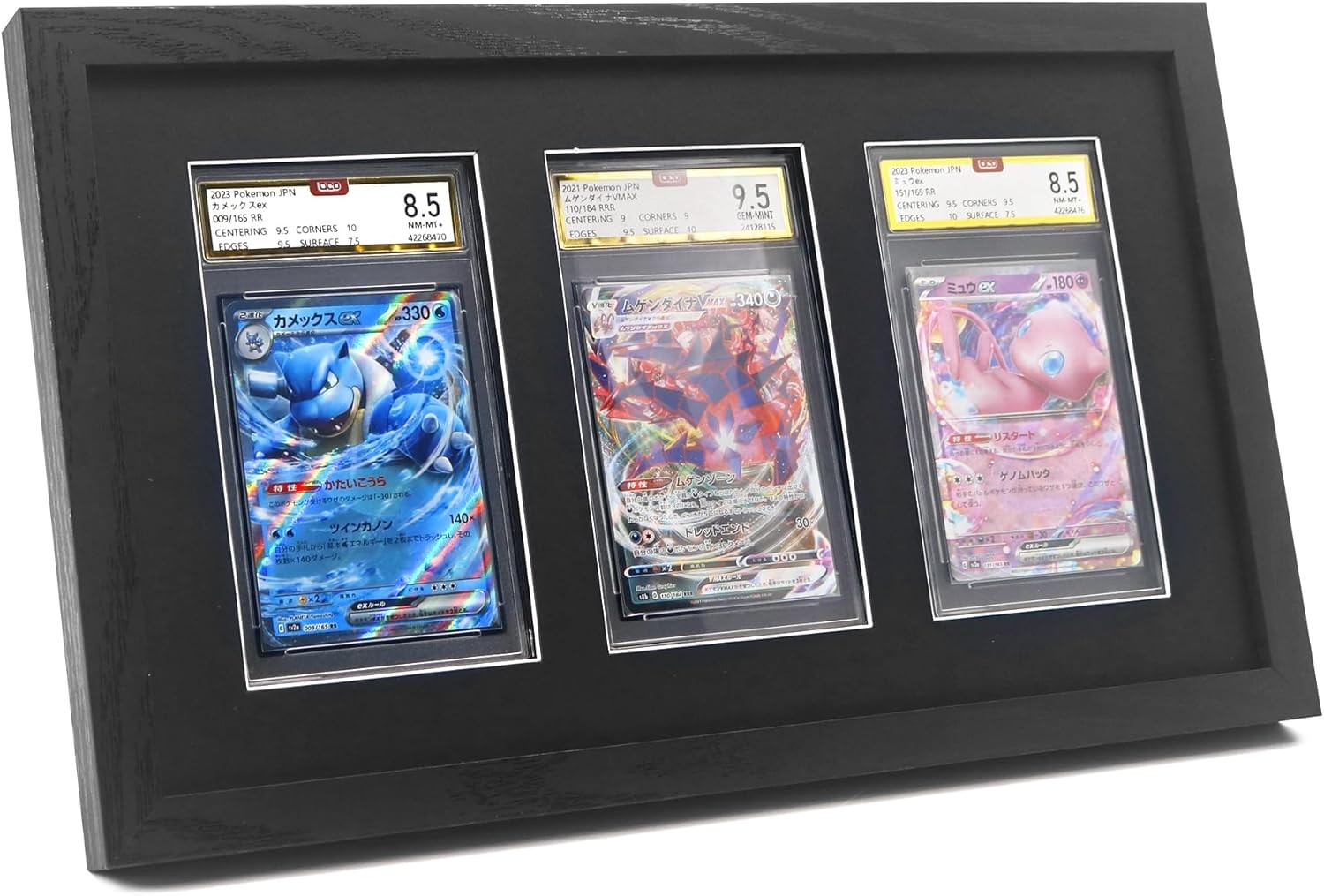 PSA Graded Card Display Frame, Wall Mount Baseball Trading 3 card, Black