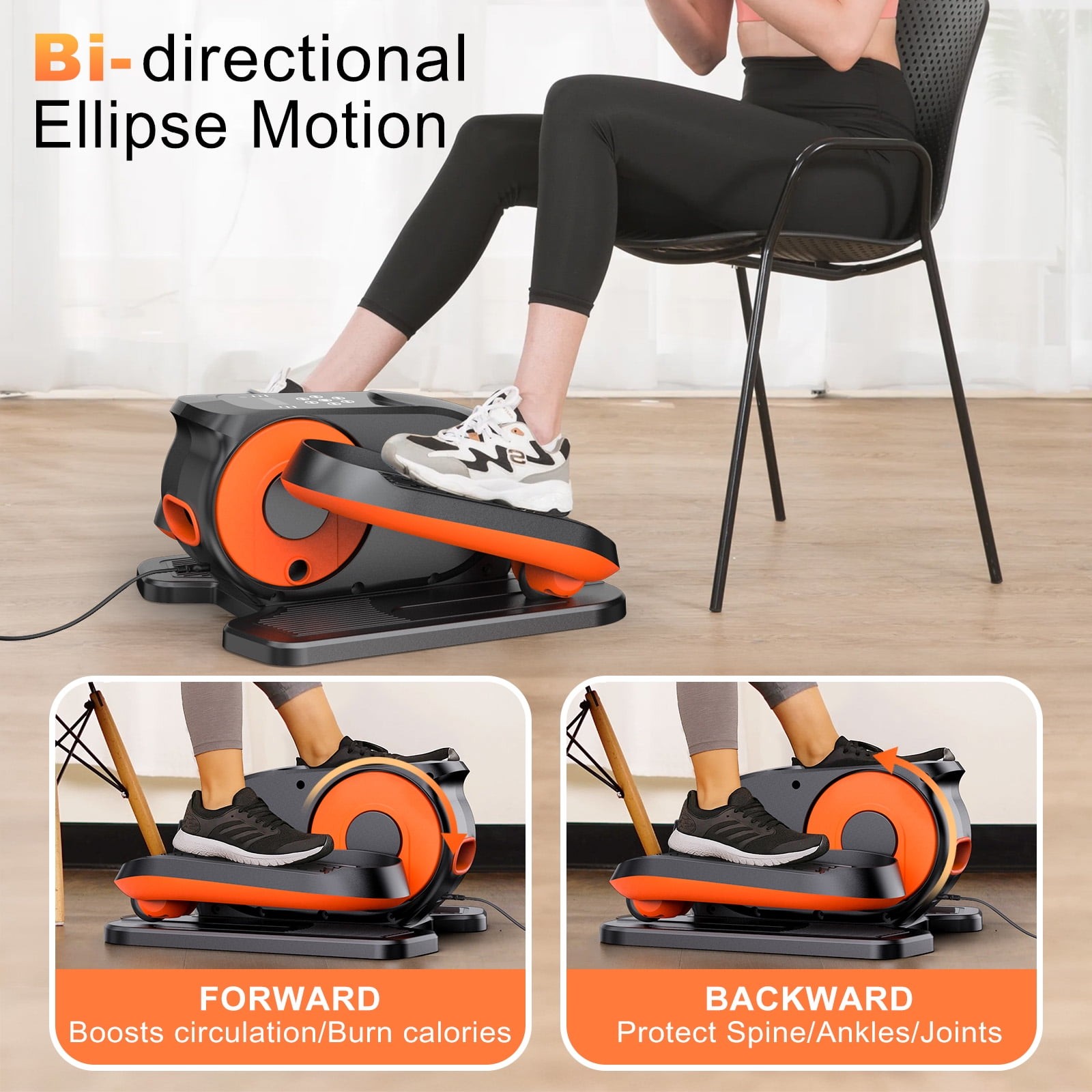 Funslim EB030 Under Desk Elliptical Exercise Machine, Quiet Magnetic Resistance,