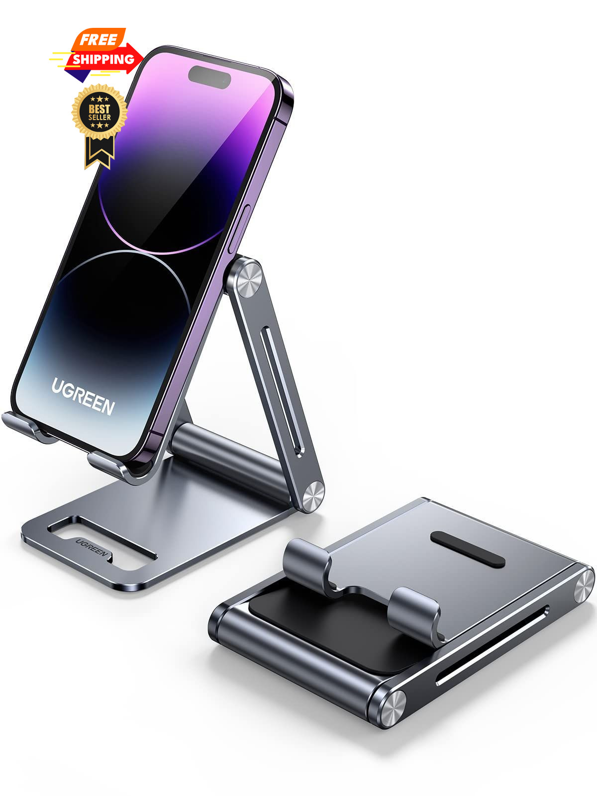UGREEN Phone Stand for Desk Cell Holder Adjustable Space Grey