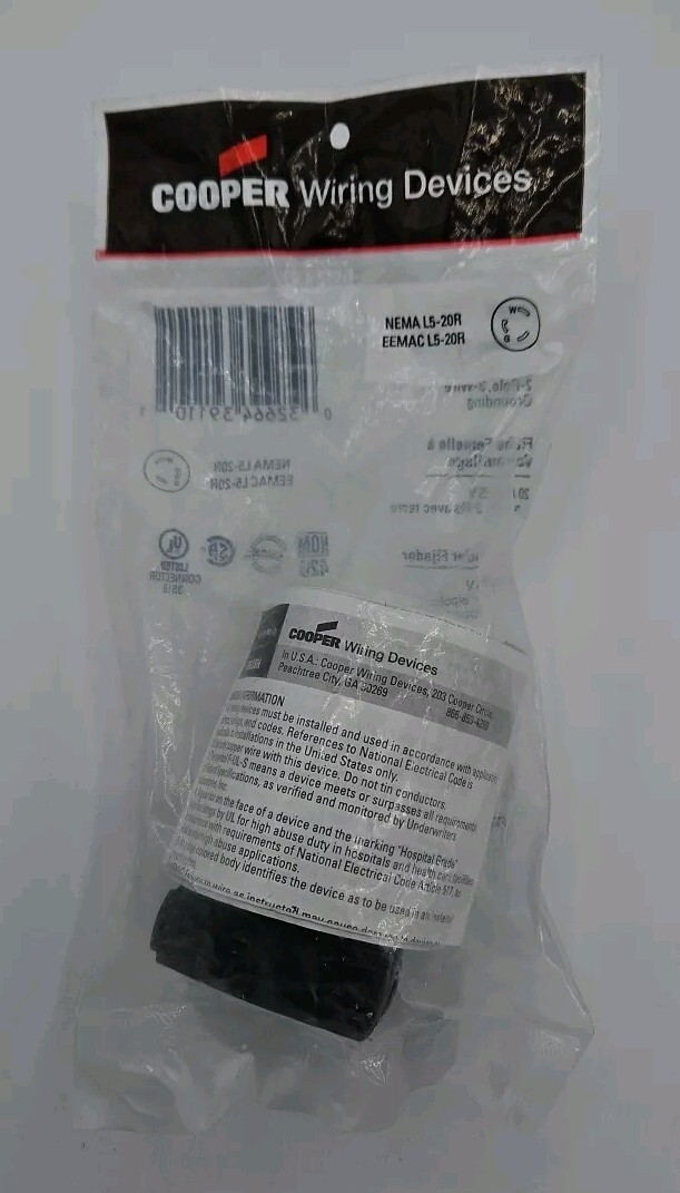 Cooper Wiring - L520C - 2 Pole Electrical Locking Connector - 20A - Lot of 5