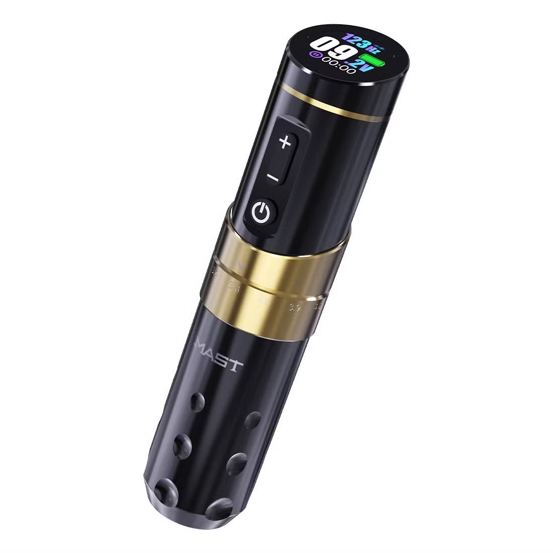 Mast Flip 3 Wireless Tattoo Gun 7 Adjustable Strokes Rotary Pen WQP-257 Blk/Gold