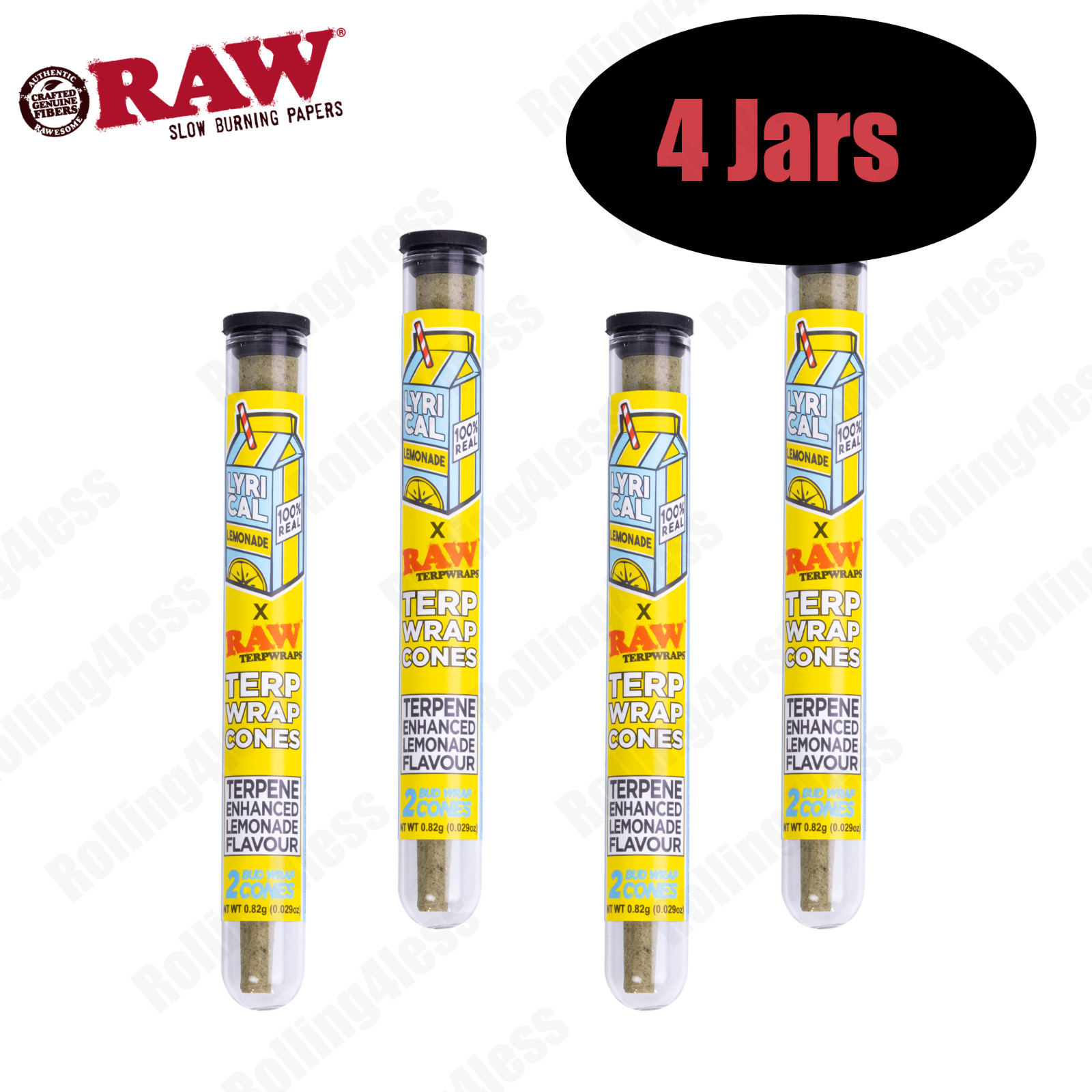 Raw X Lyrical Lemonade Terp Wrap Cones | 4 Jars Deal