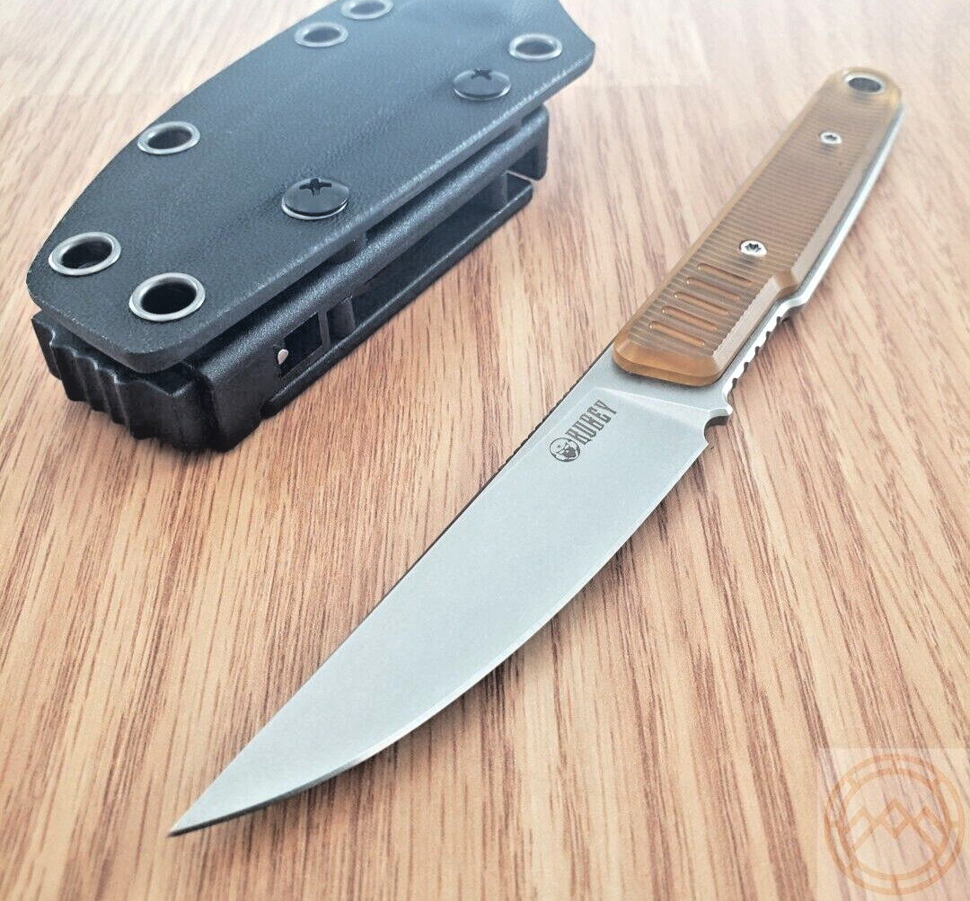 Kubey JL Fixie Fixed Knife 3.13" Sandvik 14C28N Steel Full Blade Ultem Handle
