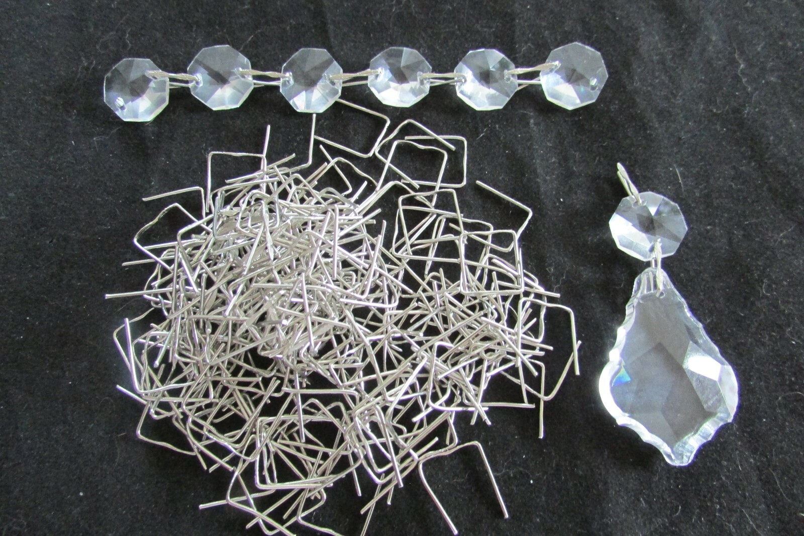 100- SILVER STRIP CONNECTOR  PINS 1" (25 mm) CHANDELIER LAMP BEAD PRISM CRYSTAL