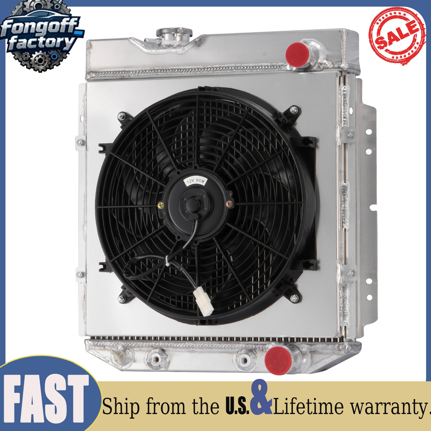 Aluminum 4-Row Radiator+Shroud Fan For 1964-1966 Ford Mustang Falcon Comet V8